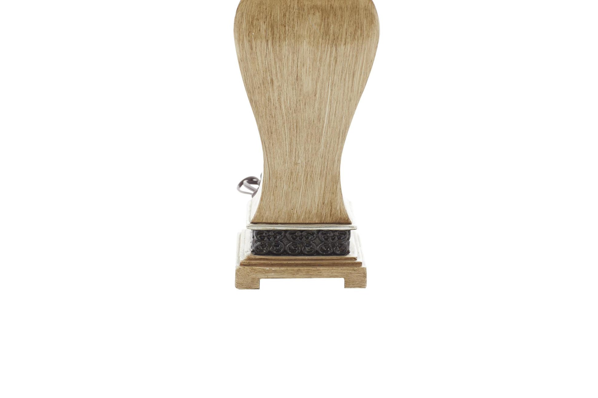 Set of 2 Scroll Brown Polystone Carved Room Table Lamp with Black Accents and Tapered Shade