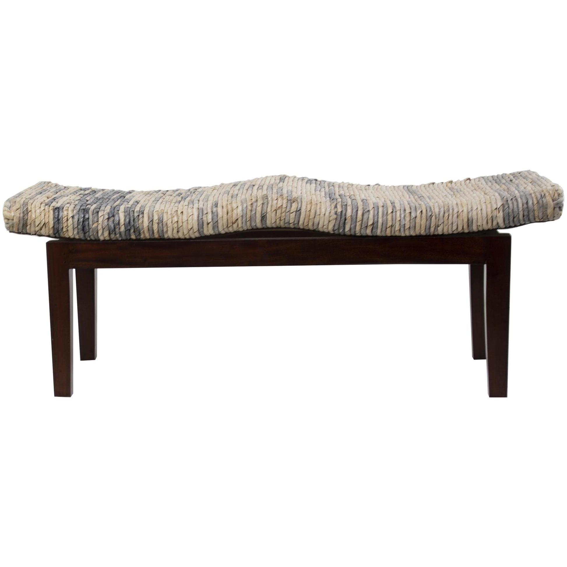 Brown Wood Handmade Woven Home Bench