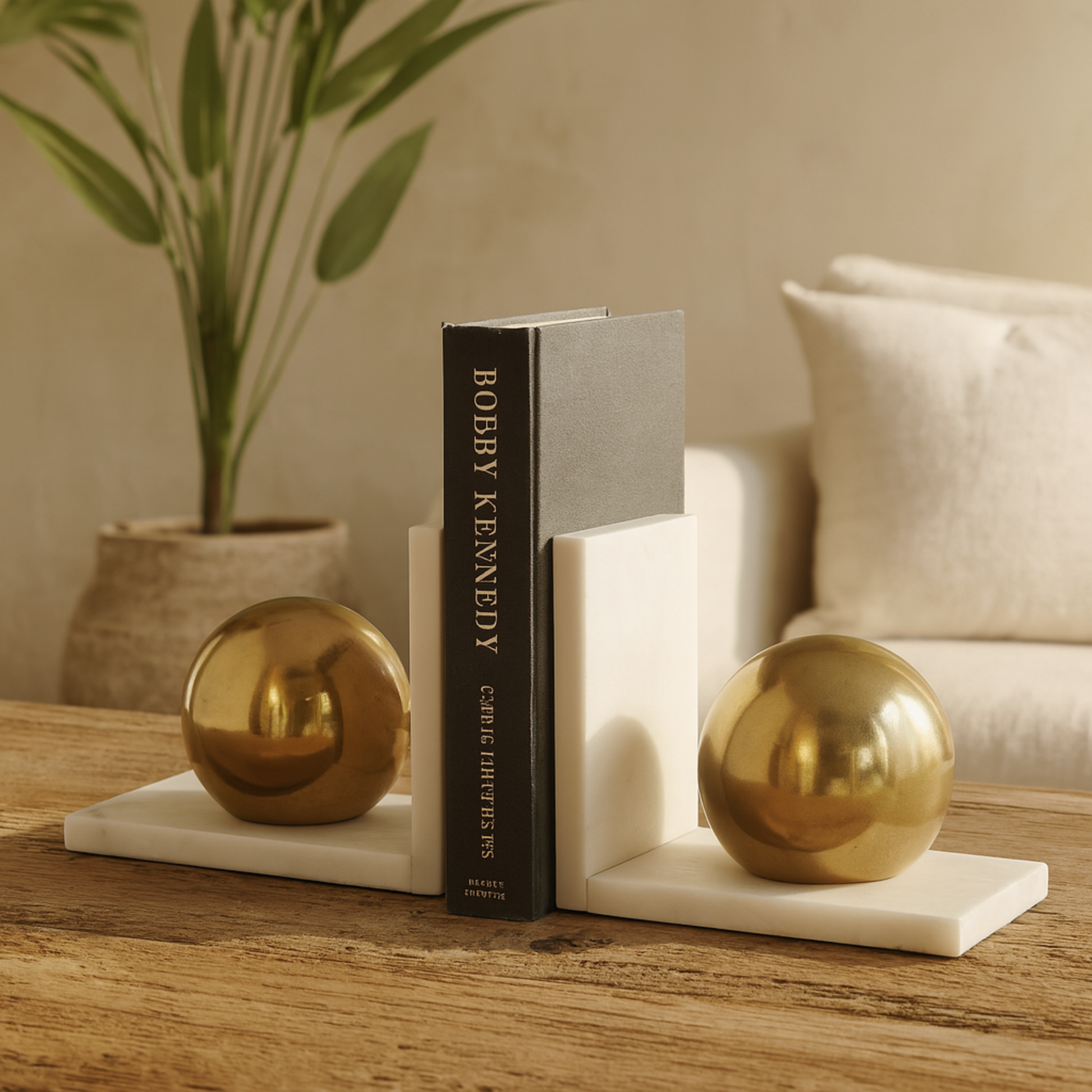 CosmoLiving by Cosmopolitan Set of 2 Geometric Marble Orb 7 lbs Decorative Bookends