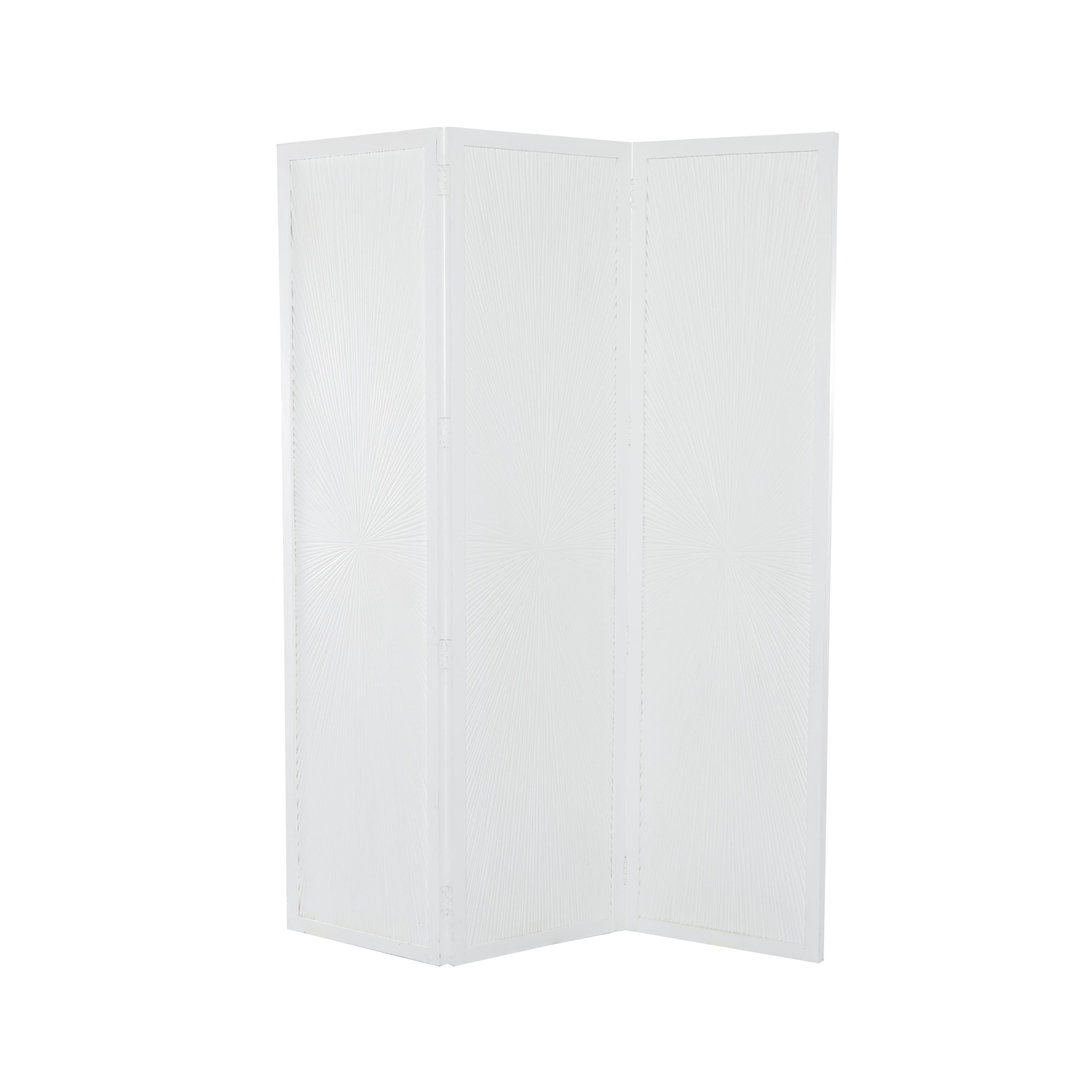 Mango Wood Hinged Foldable Partition 3 Panel Partition Room Divider Screen with Carved Design
