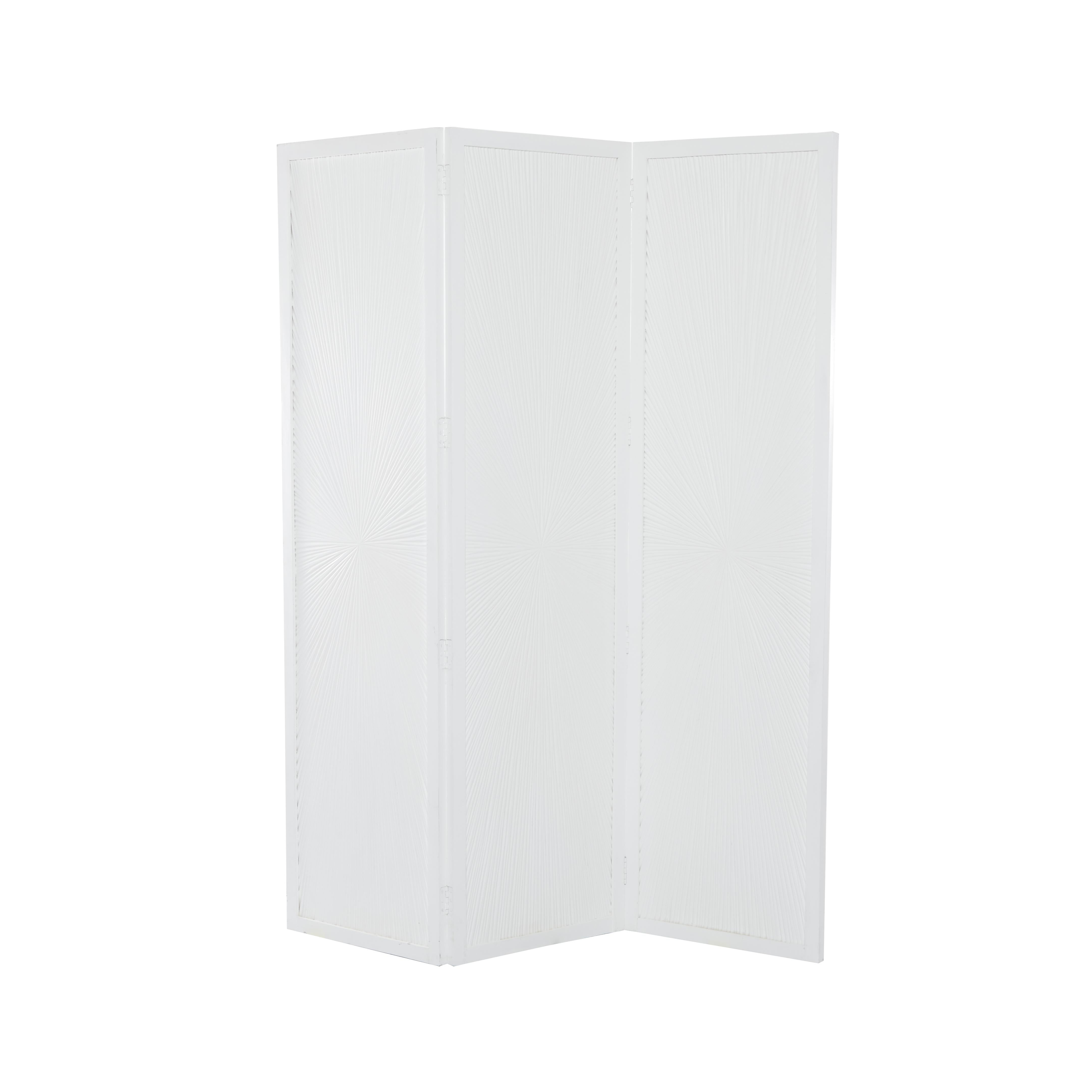 Mango Wood Hinged Foldable Partition 3 Panel Partition Room Divider Screen with Carved Design