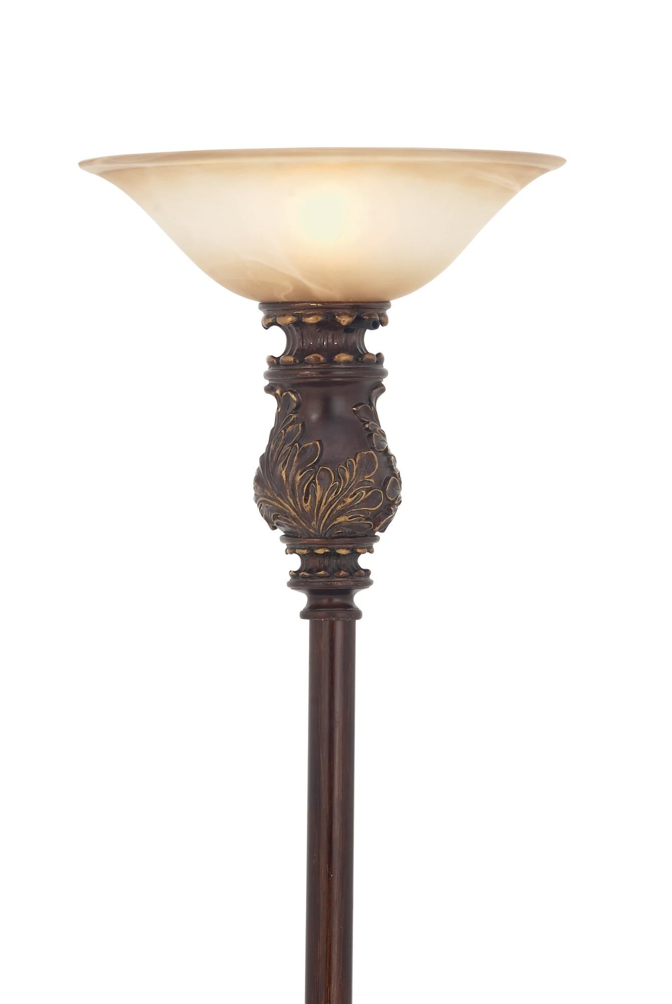 Scroll Brown Metal Antique Style Room Torchiere