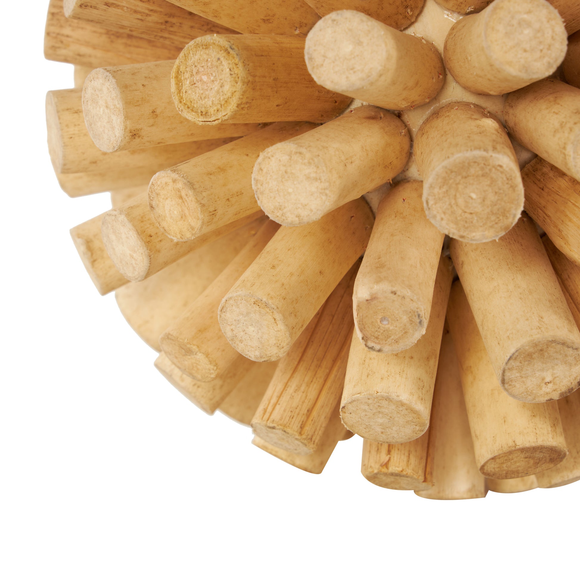 Set of 2 Brown Wood Handmade Tree Trunk Inspired Decorative Orbs & Vase Filler