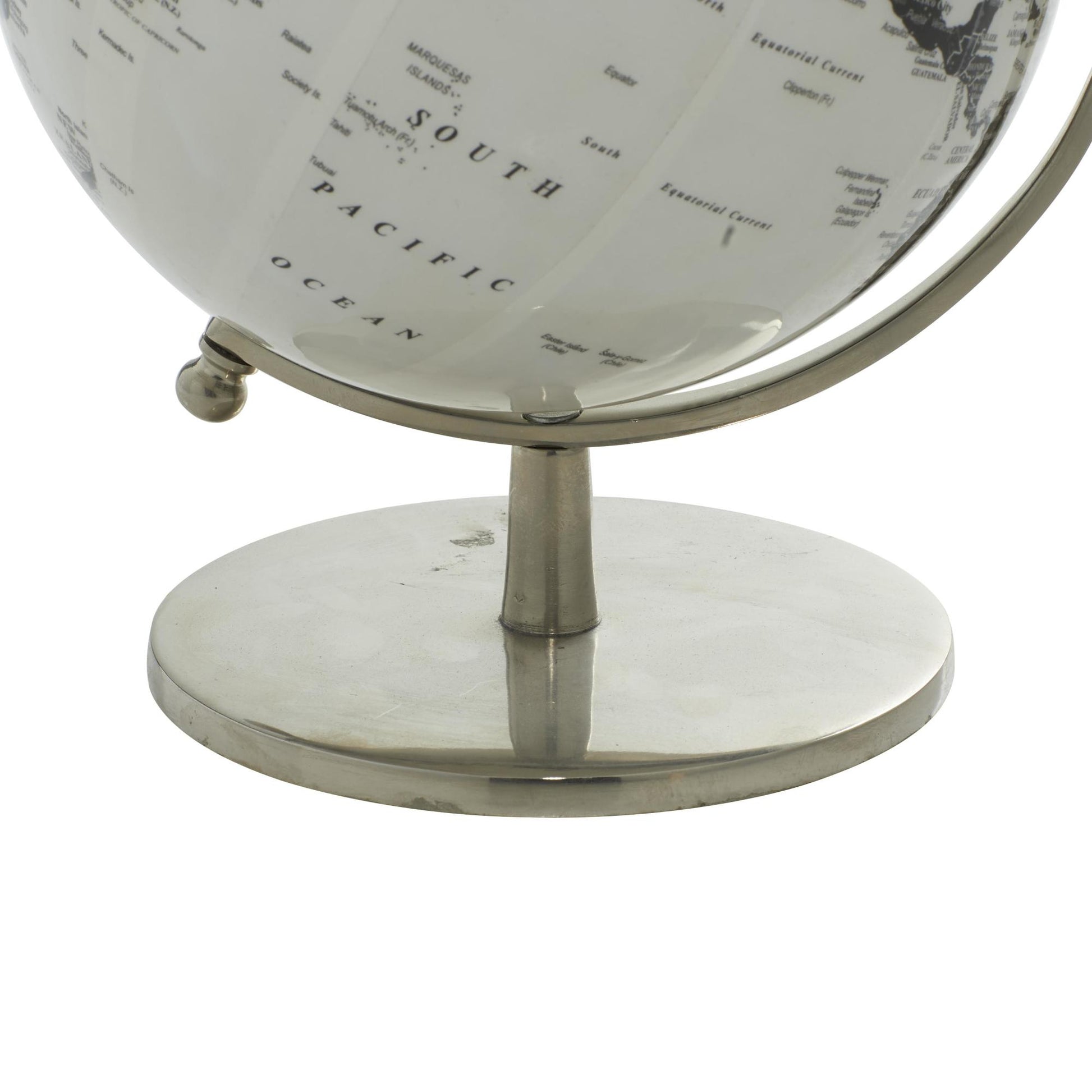 World Map White Aluminum Metal Educational/Geographic Earth Globe