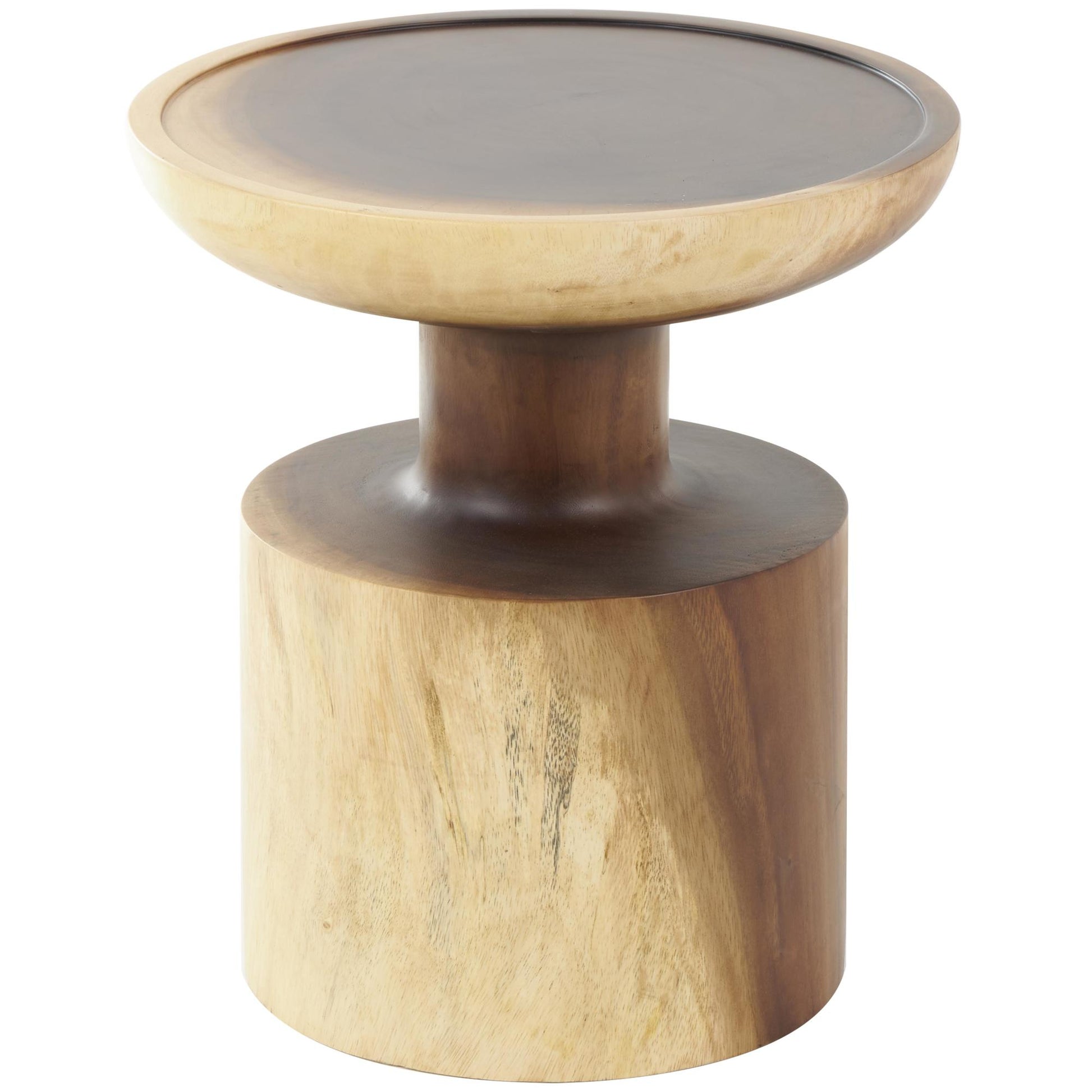 Brown Wood Handmade End Accent Table with Block Base