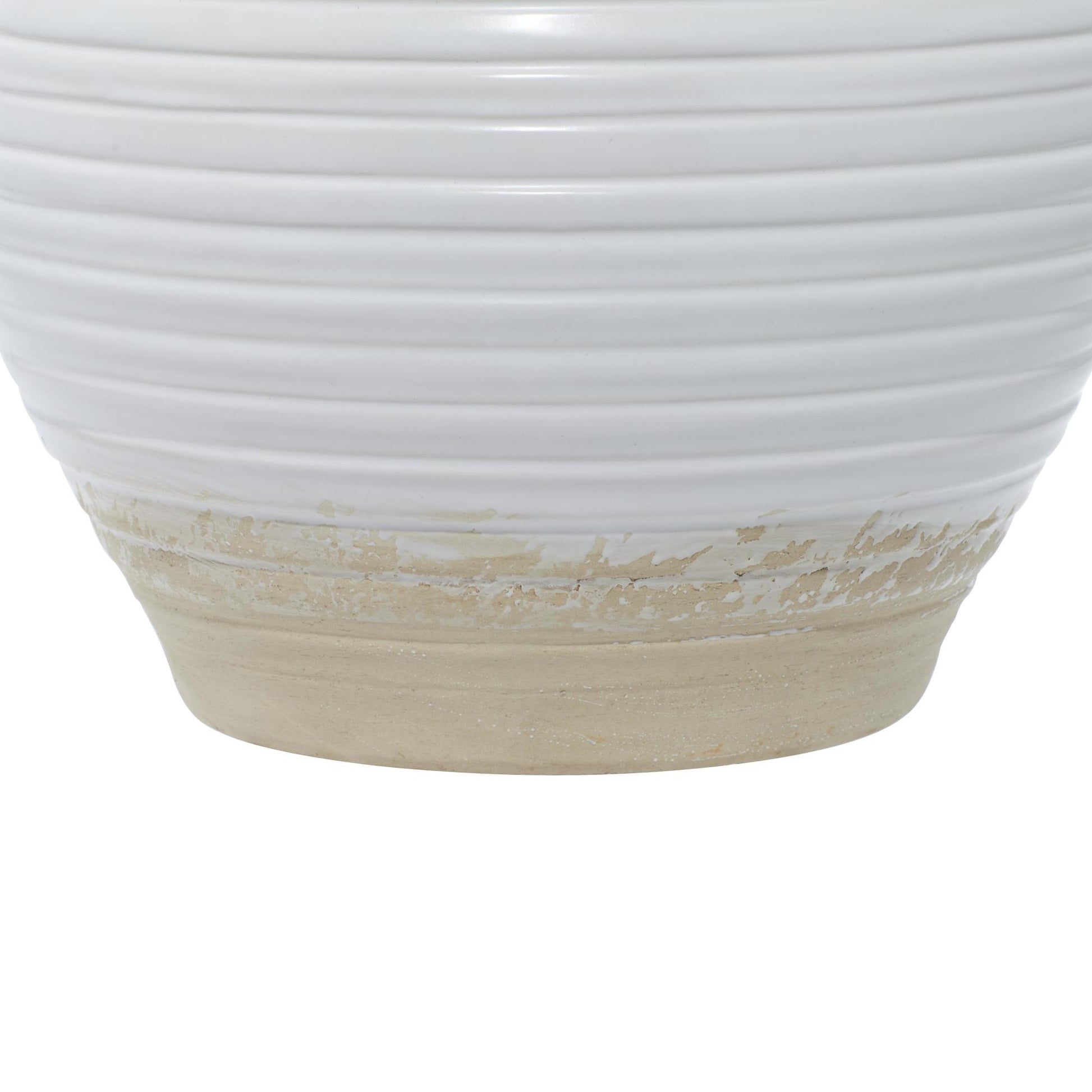 White Ceramic Indoor Outdoor Planter with Handles