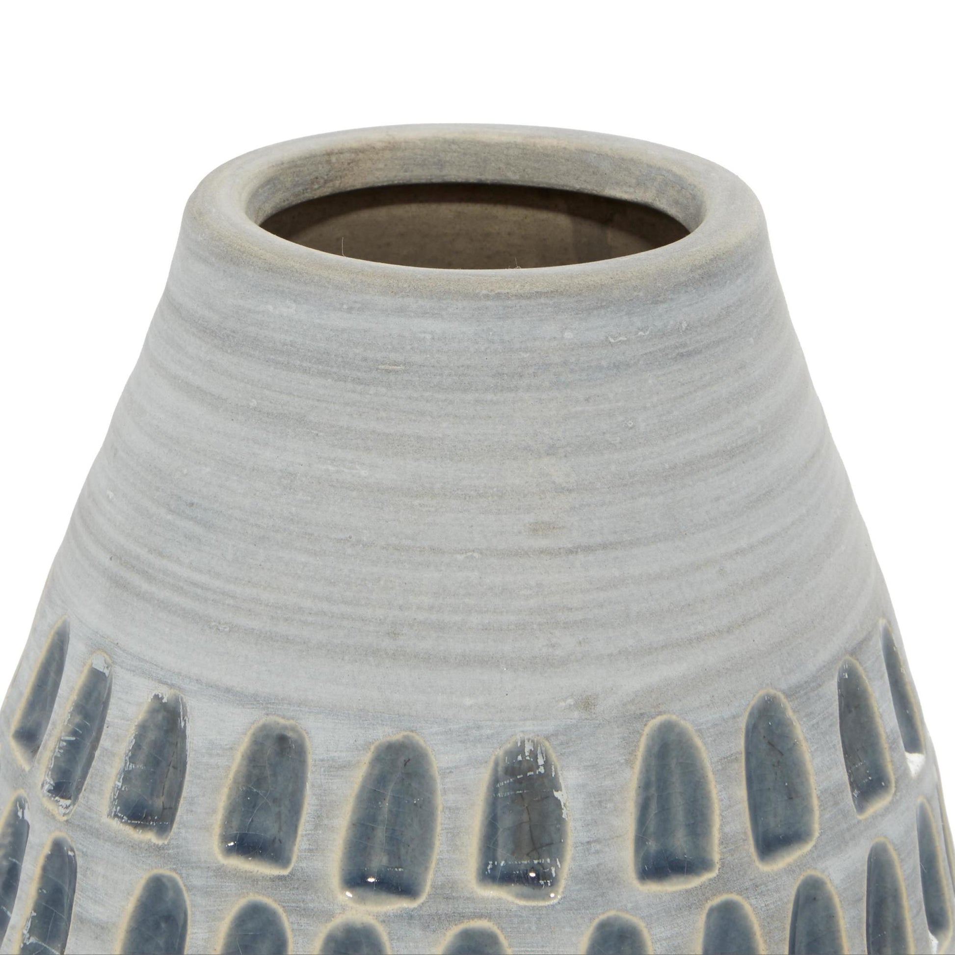 Set of 2 Gray Ceramic Handmade Decorative Vase