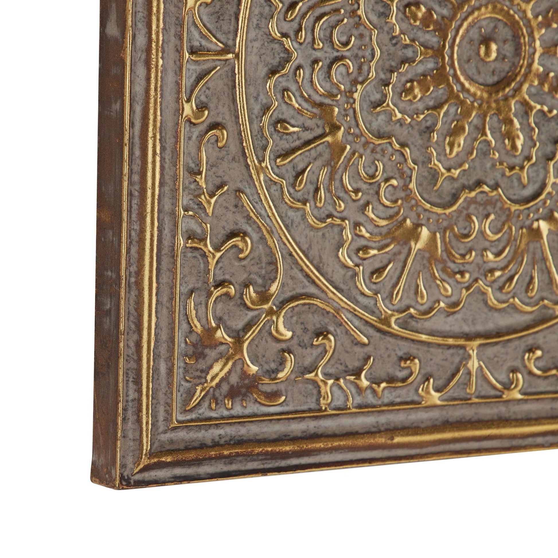 Set of 4 Scroll Gold Metal Home Wall Decor with Embossed Details