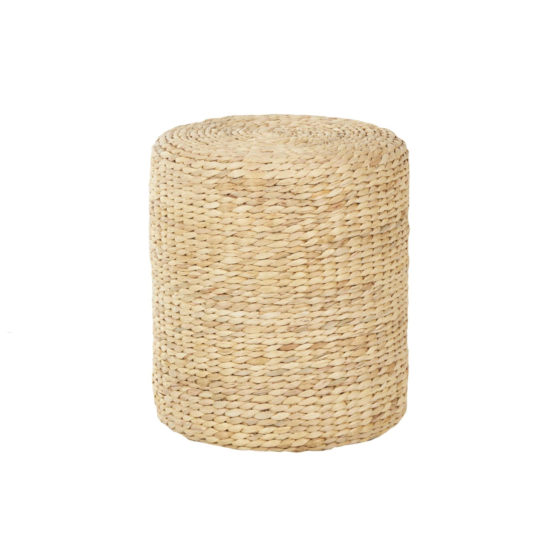 Brown Seagrass Handmade Woven Drum Side End Accent Table