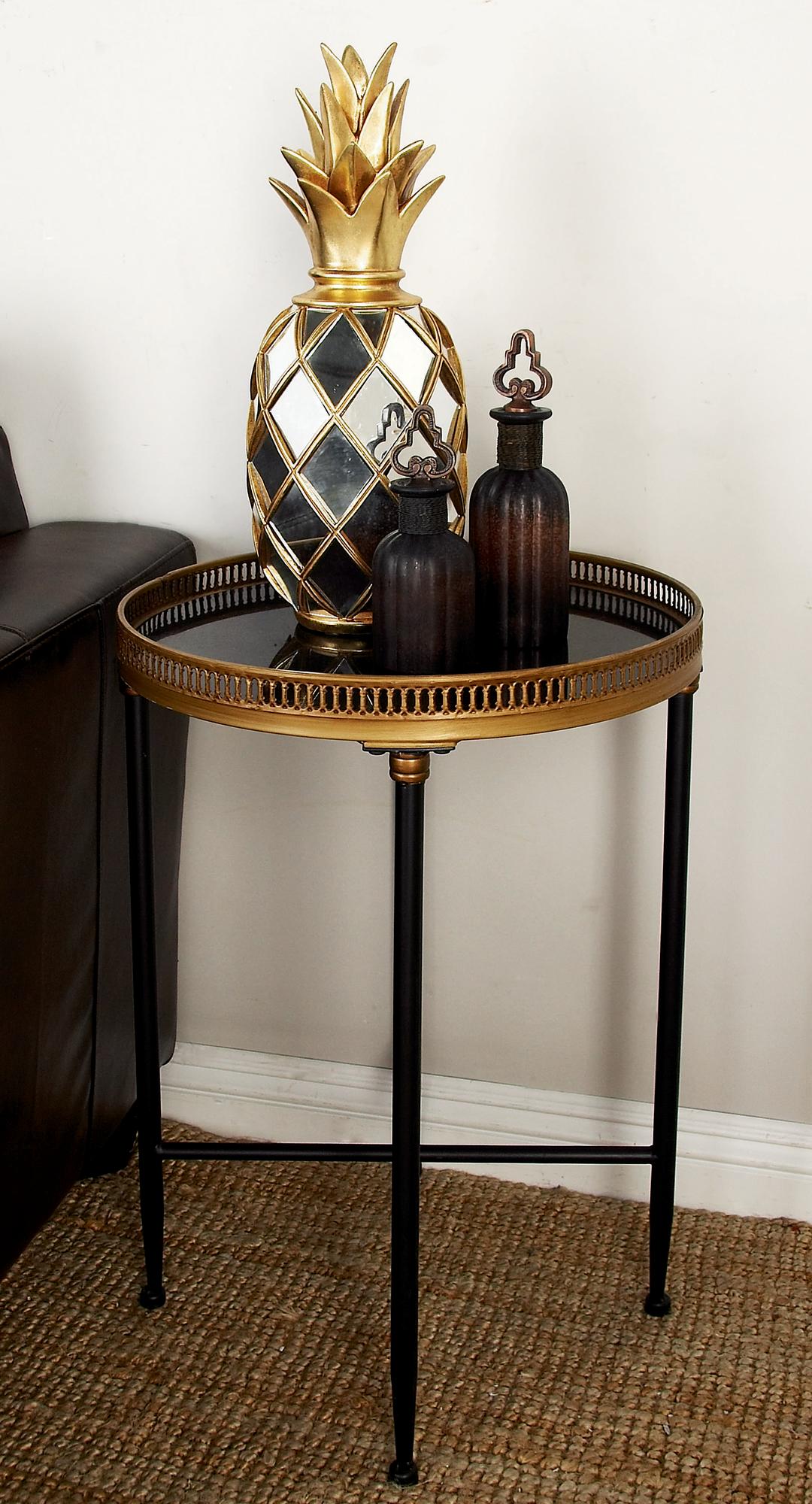 Bronze Metal Vintage Inspired Cutout Round Side End Accent Table