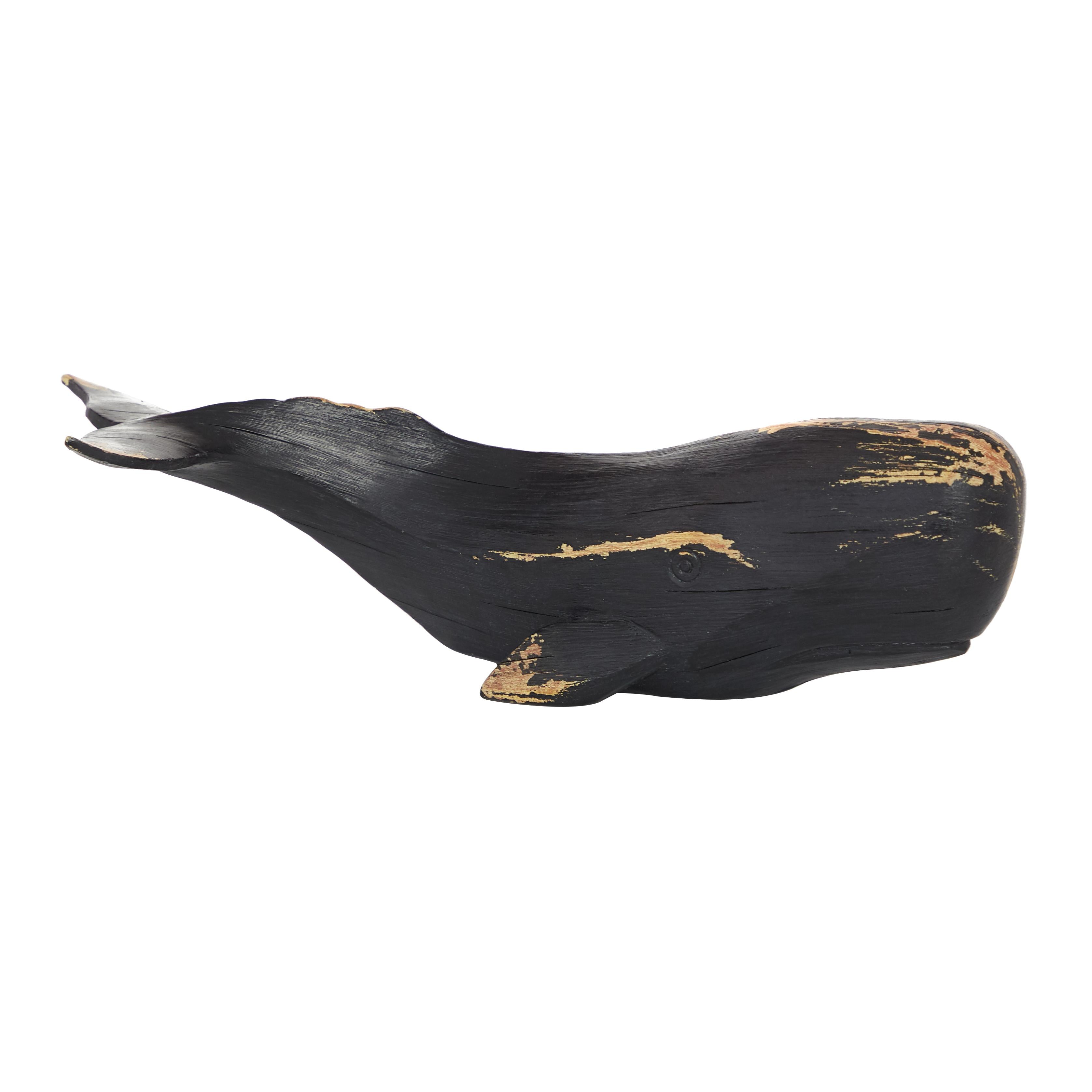 Whale Black Polystone Handmade Decorative Sculpture