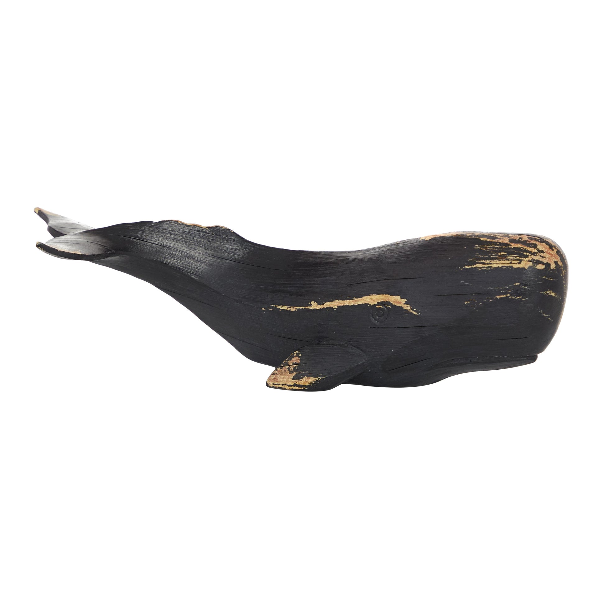 Whale Black Polystone Handmade Decorative Sculpture