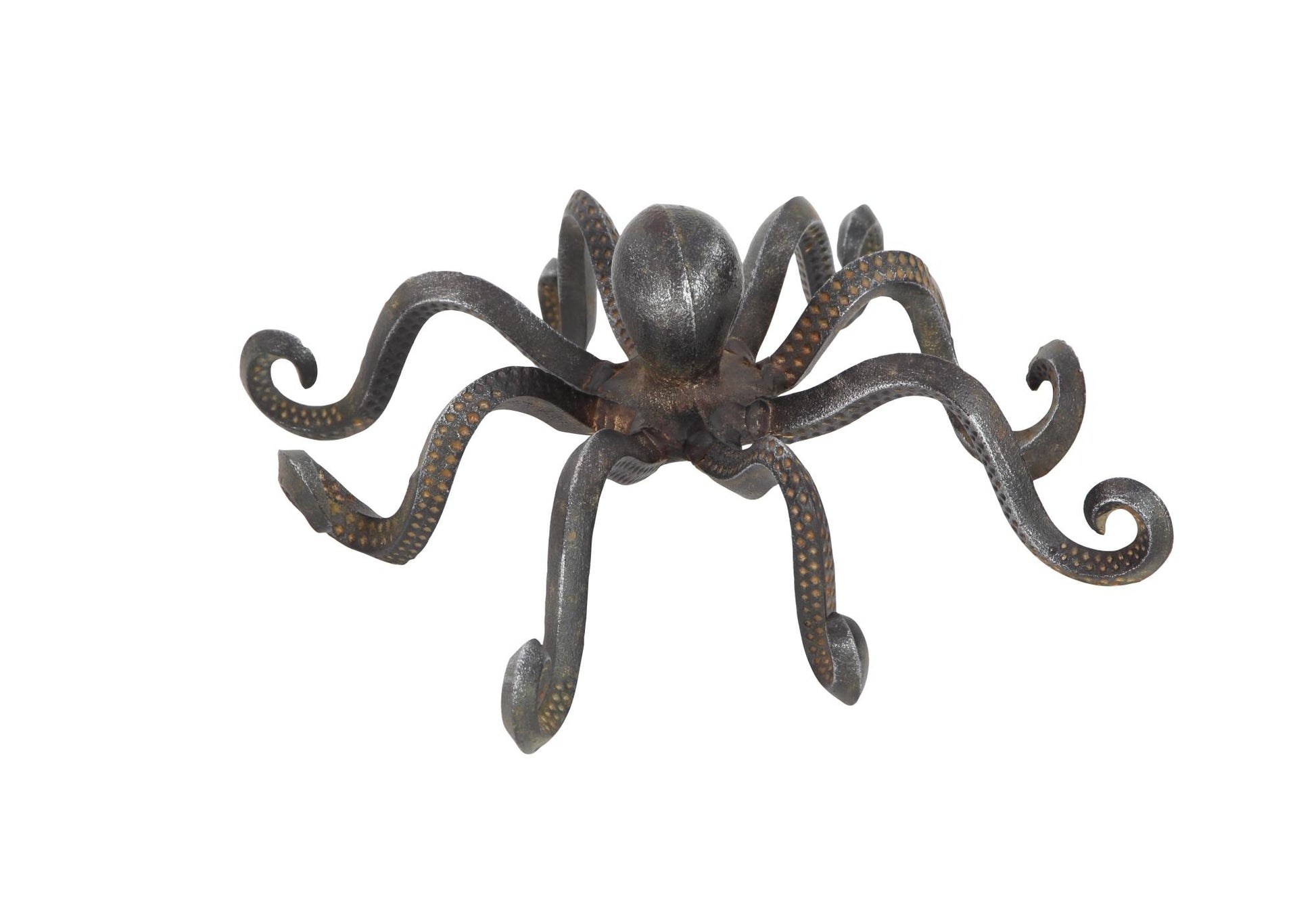 Octopus Black Metal Decorative Sculpture with Long Tentacles and Suctions Detailing