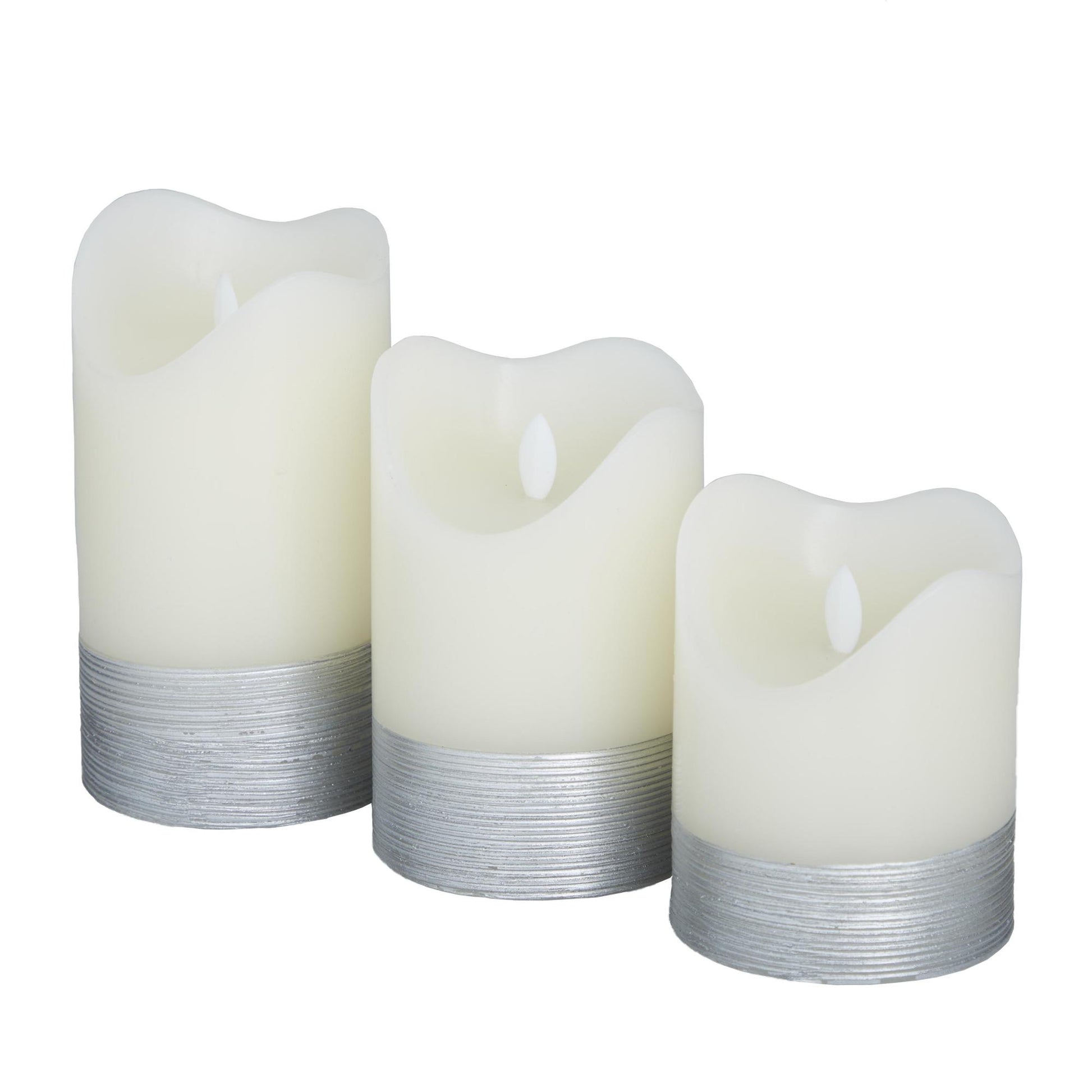 Set of 3 Wax Indoor Outdoor Flameless Candle with Remote Control
