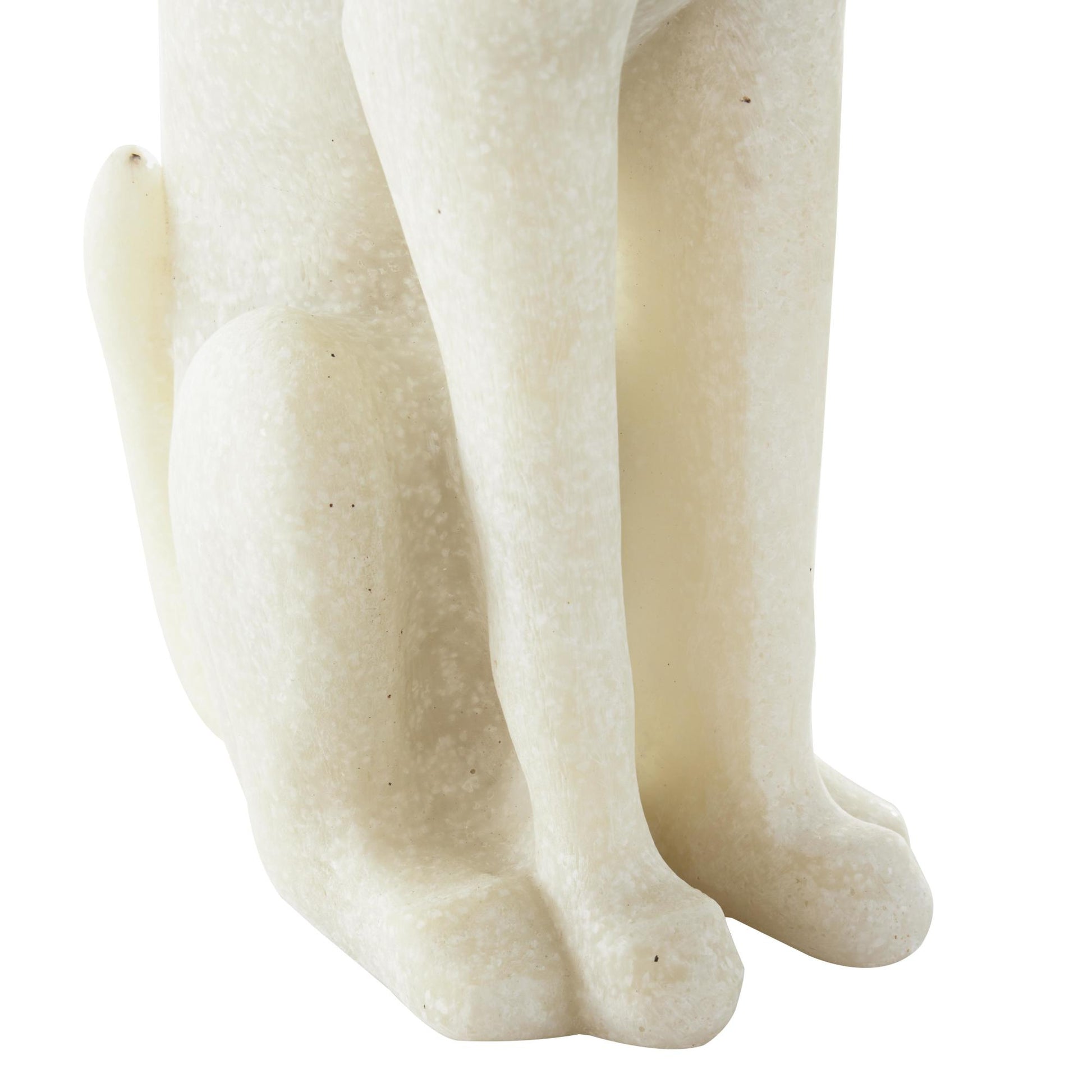 Dog Cream Polystone Sitting Decorative Sculpture with Gold Collar