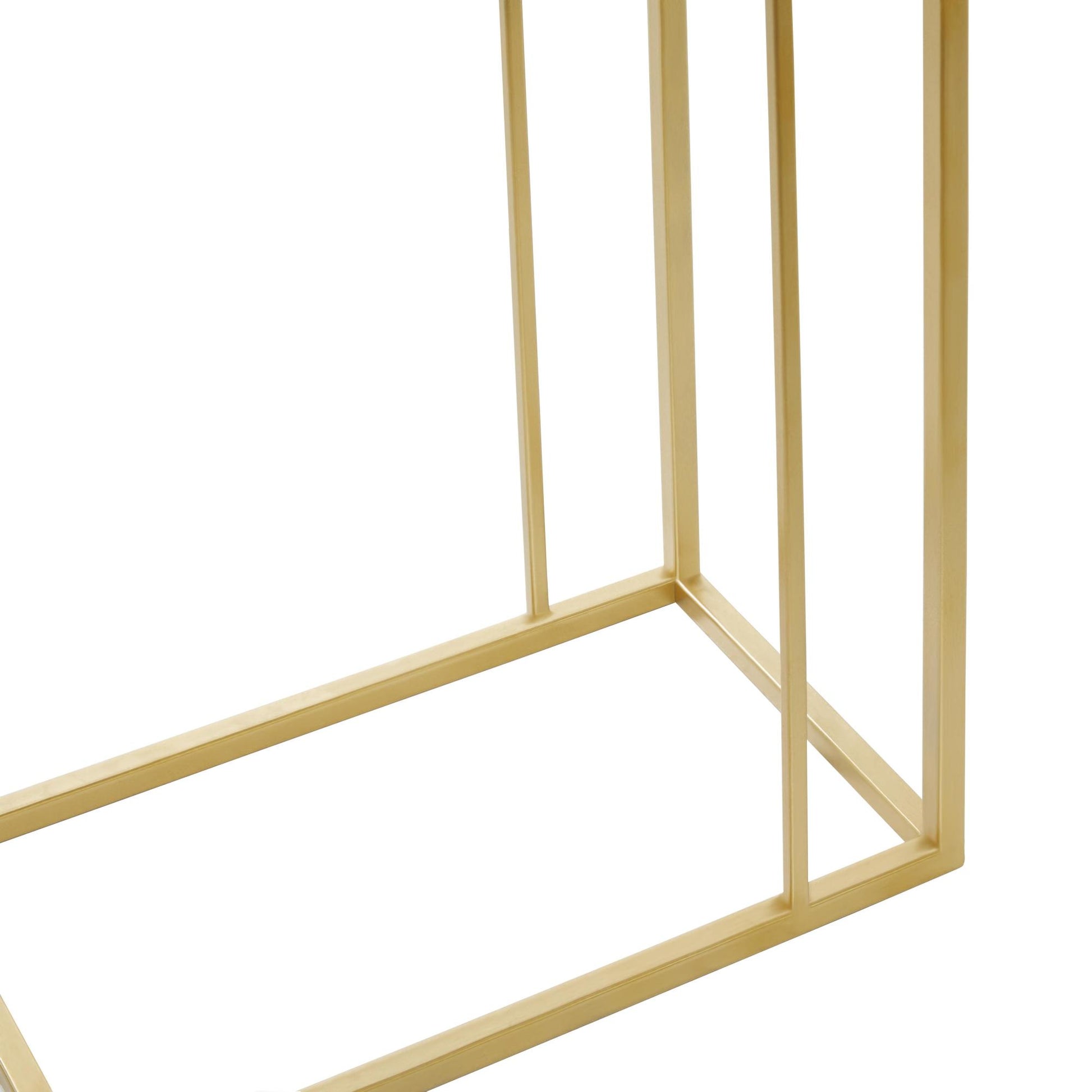 Gold Metal Side End Accent Table with Clear Glass Top