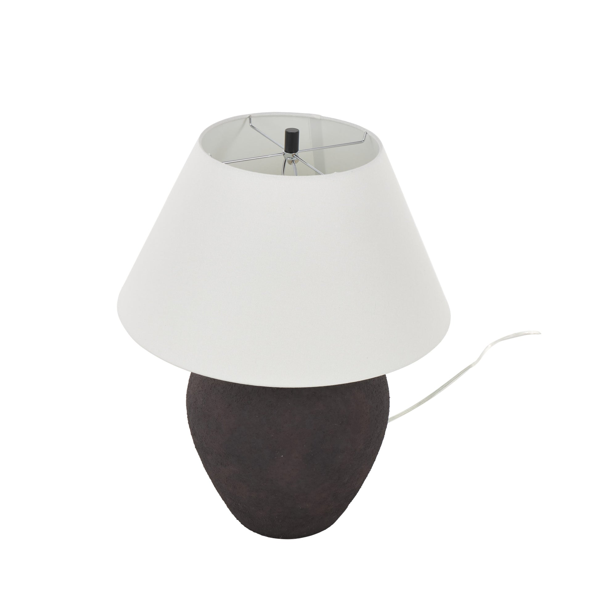 Ceramic Wide Rounded Textured Room Table Lamp with White Linen Shade 19" x 19" x 25"