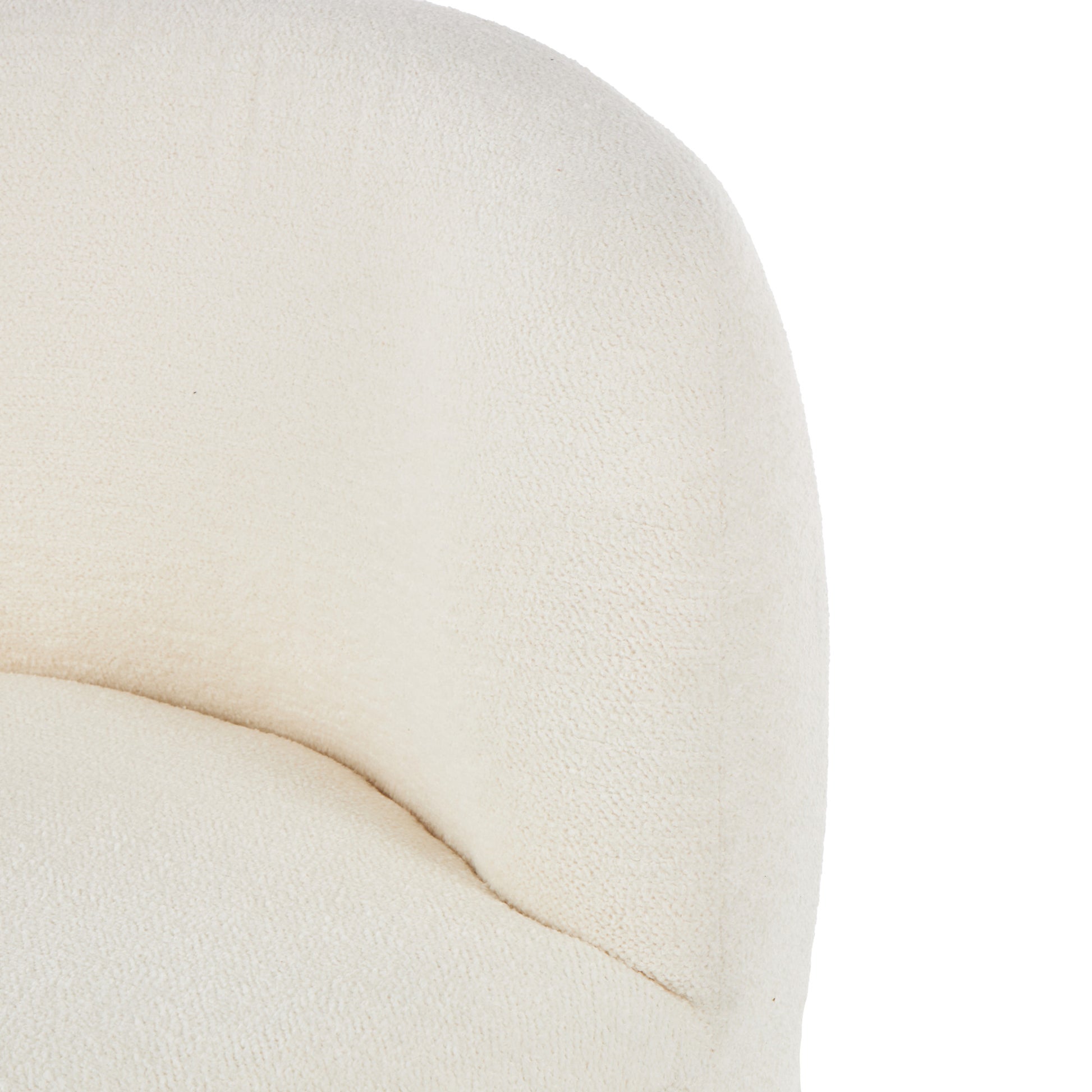 Cream Polyester Rounded Barrel Living Room Accent Chair