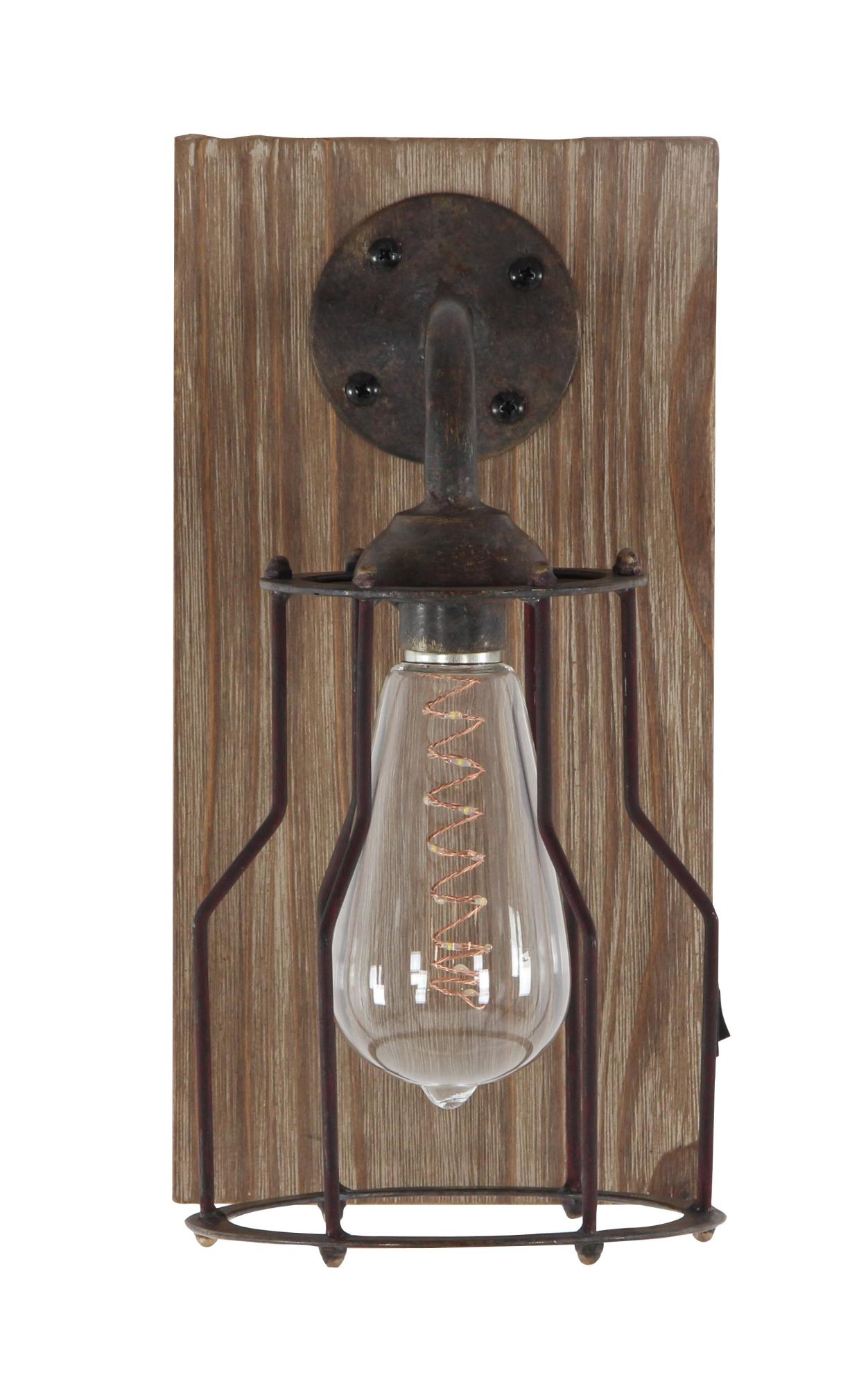 Geometric Brown Metal Battery Operated Room Accent Lamp with Included Fixed LED Light
