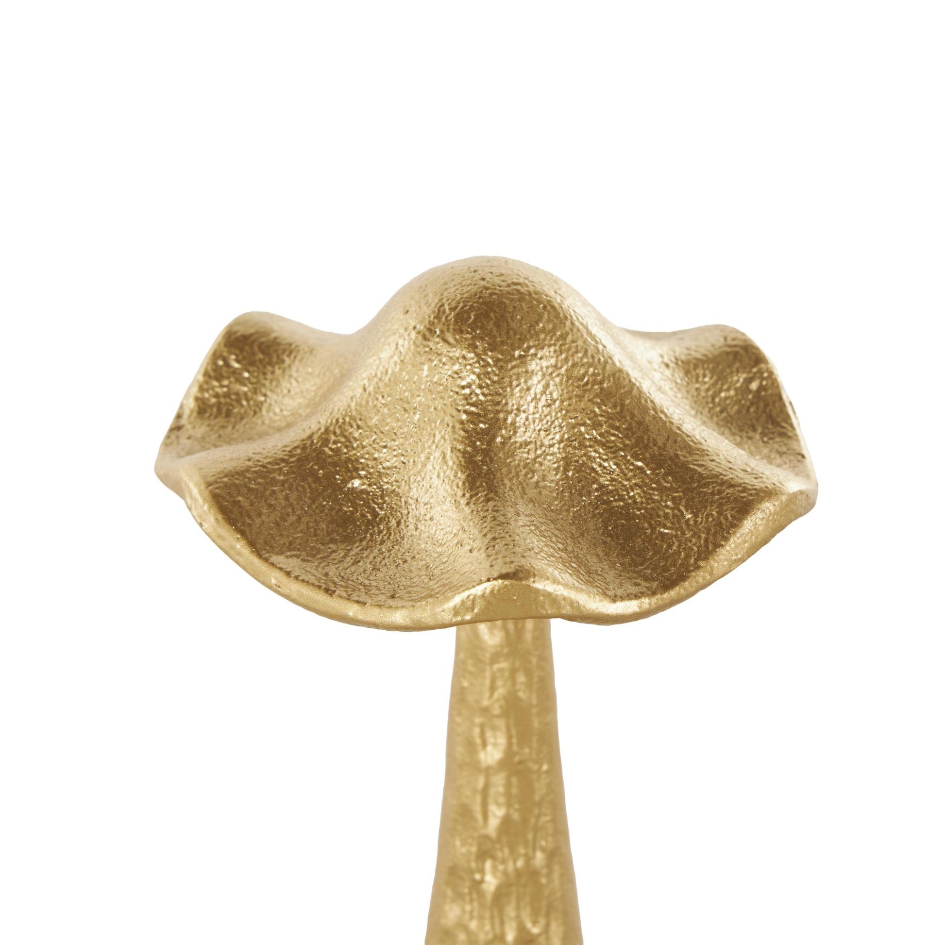 Set of 3 Mushroom Gold Metal Metallic Decorative Sculpture with Round Base