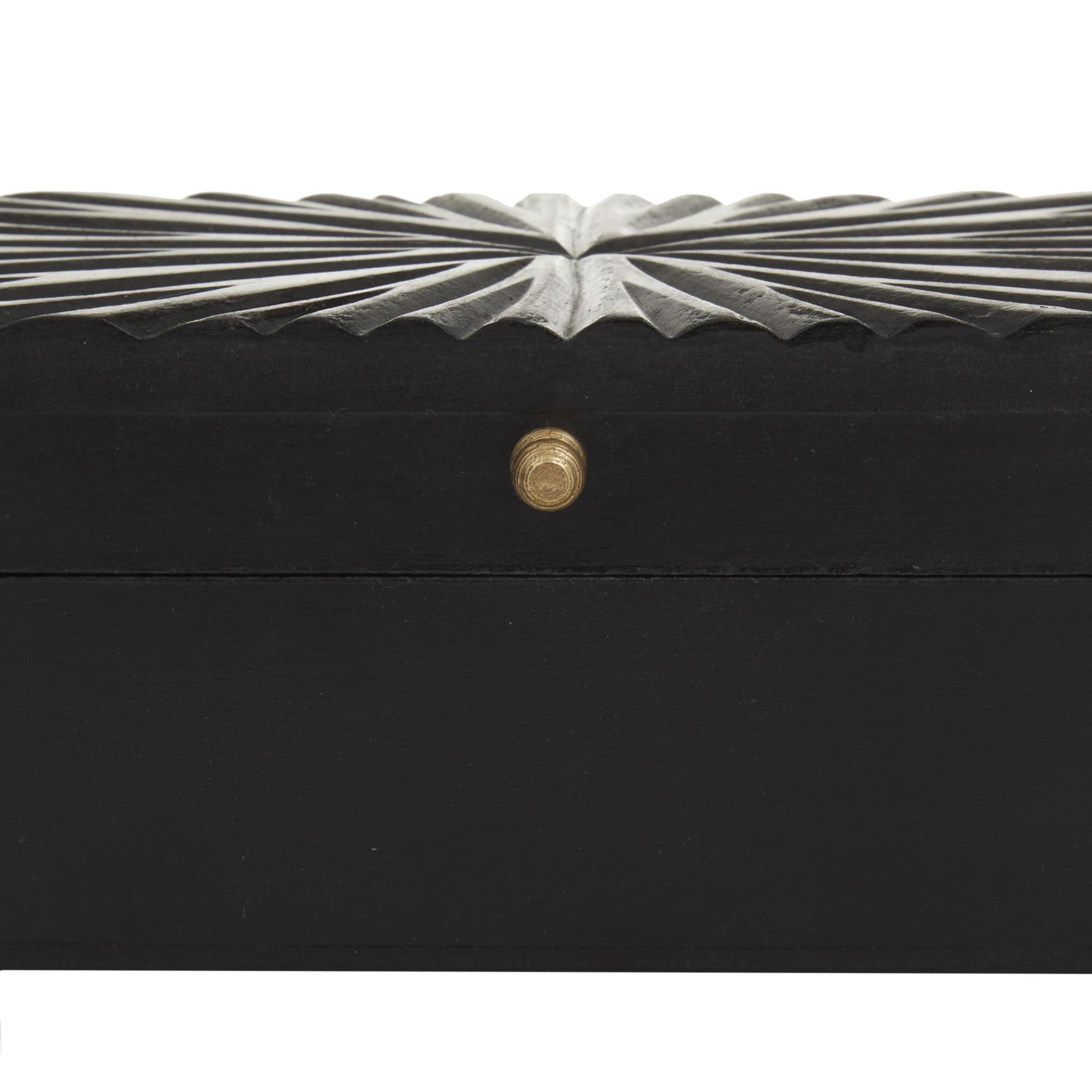 CosmoLiving by Cosmopolitan Set of 2 Starburst Wood Carved Storage Decorative Box with Gold Knobs