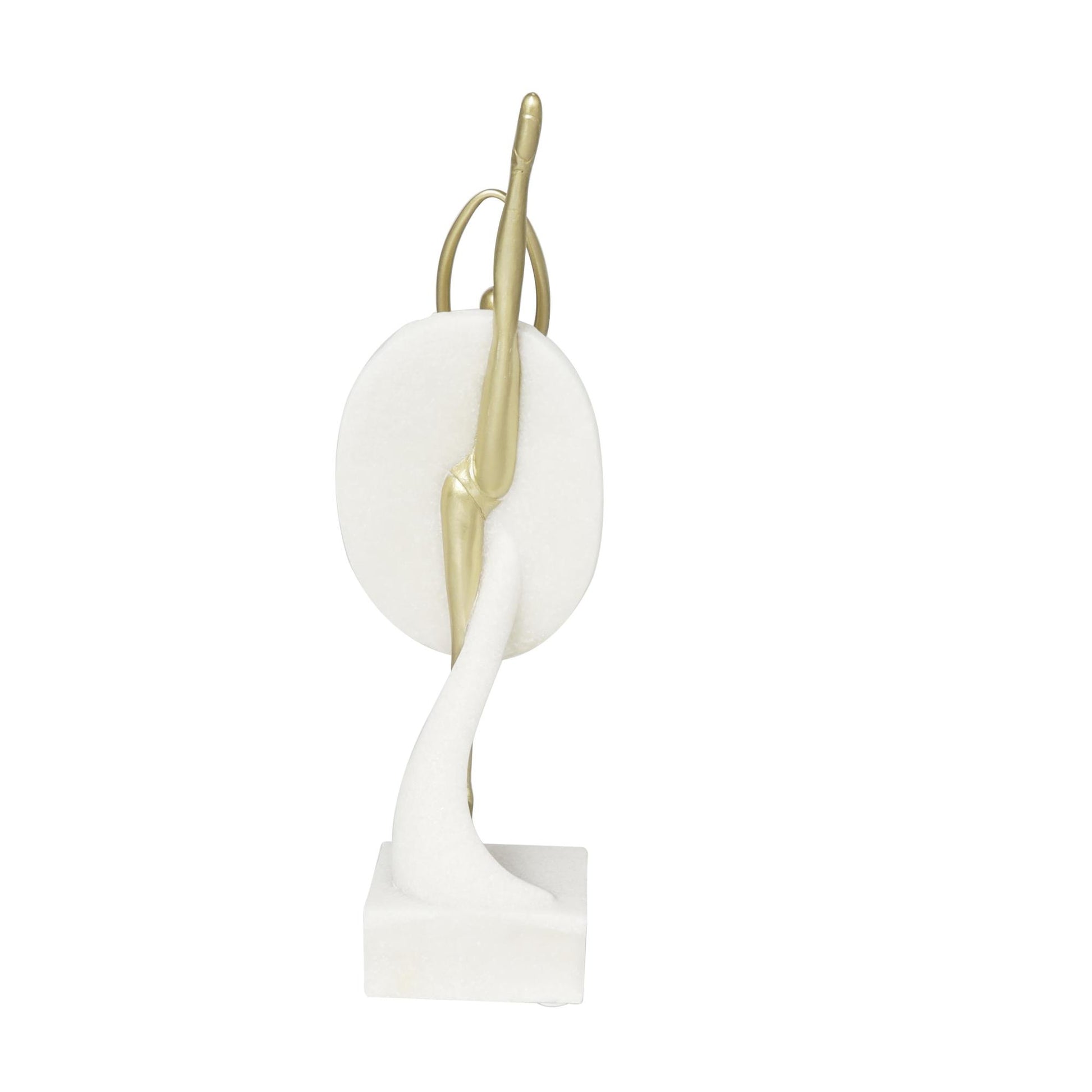 Dancer Cream Polystone Ballet Decorative Sculpture with Gold Accents