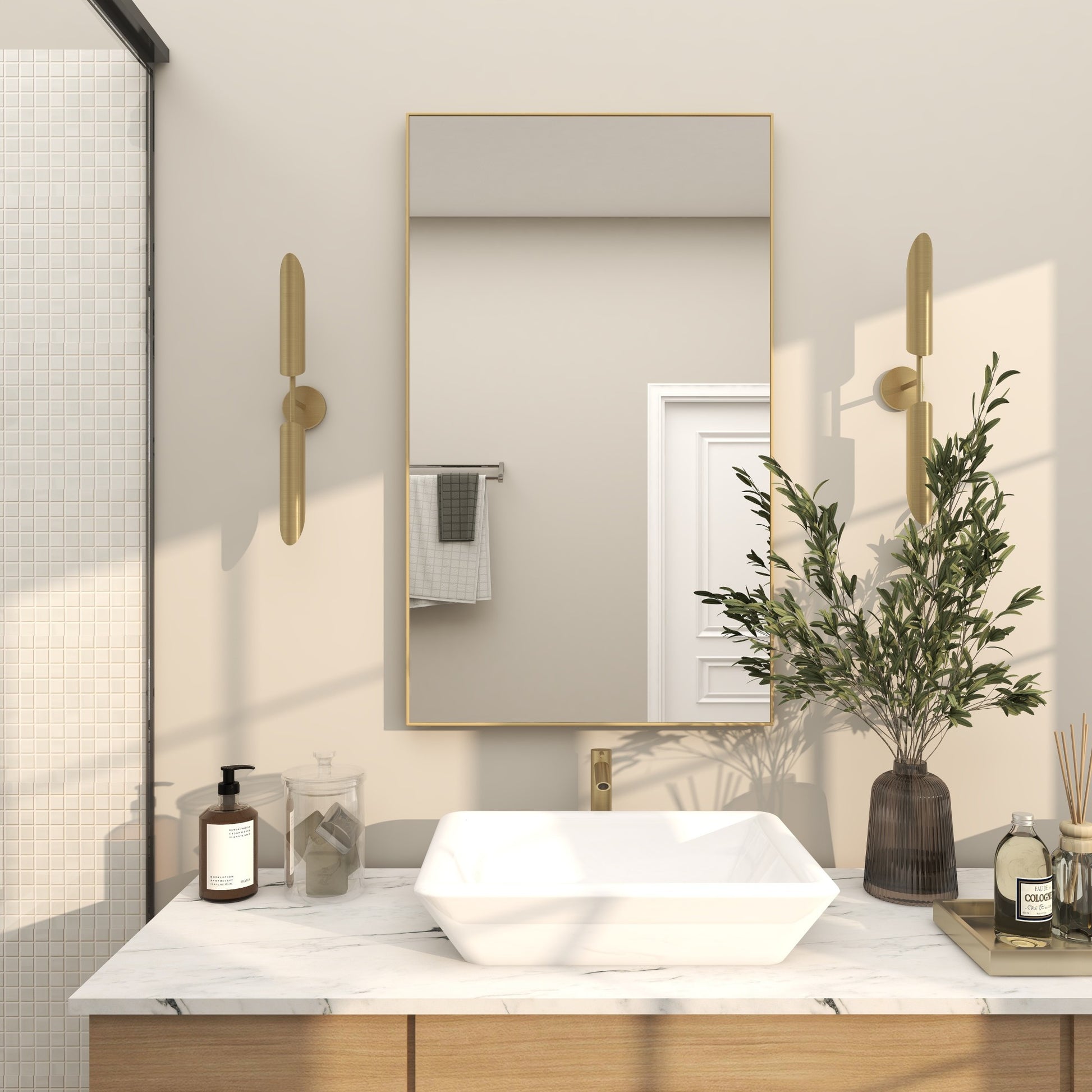 Wooden Room Wall Mirror with Thin Frame