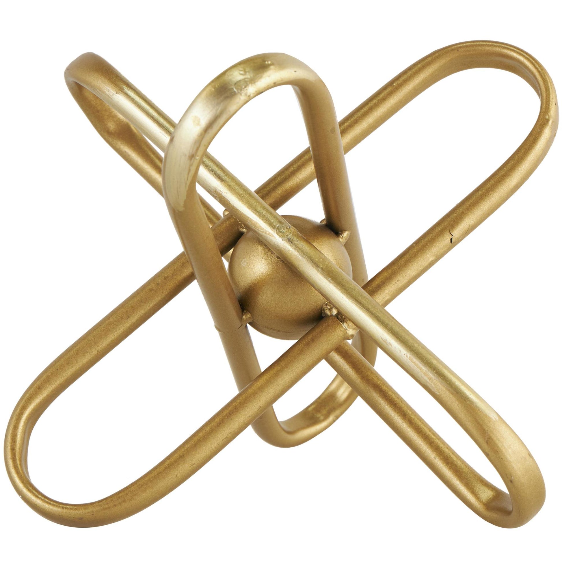 CosmoLiving by Cosmopolitan Set of 2 Jack Gold Metal Linked Decorative Sculpture with Orb Center