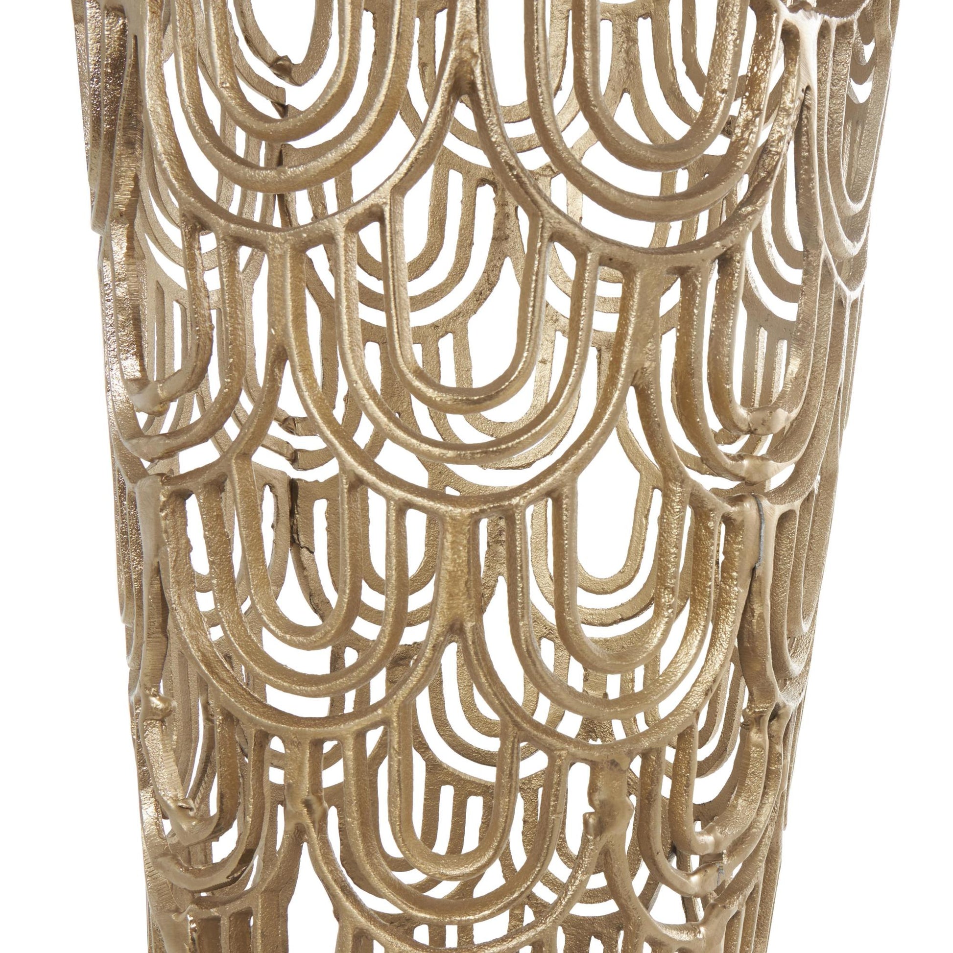Geometric Aluminum Metal Tall Art Deco Inspired Arched Decorative Vase