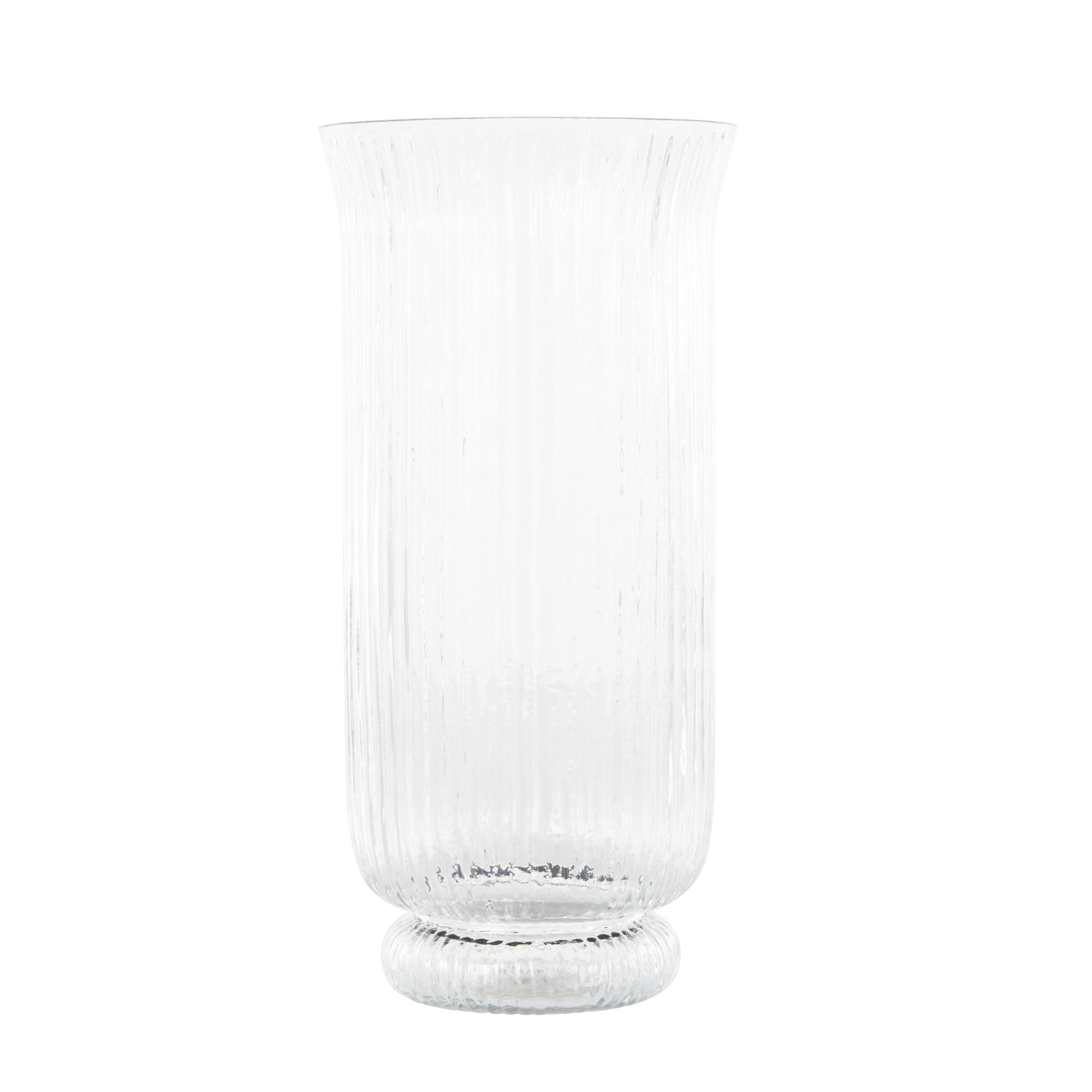 Clear Glass Ribbed Fluted Decorative Candle Holder
