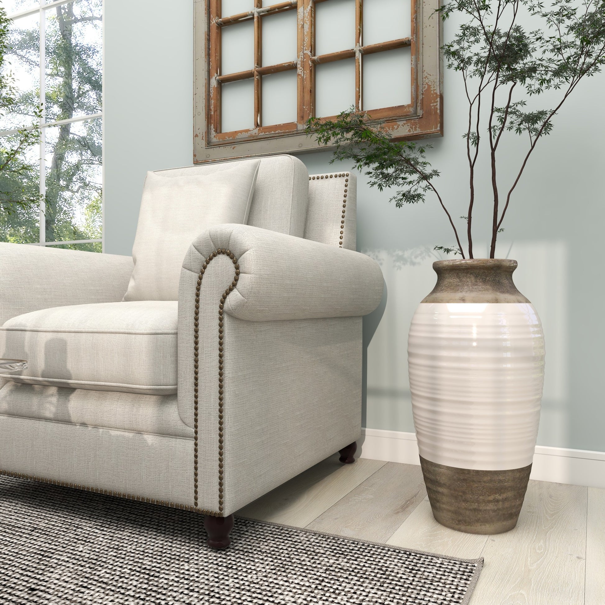 Gray Ceramic Decorative Vase with White Body