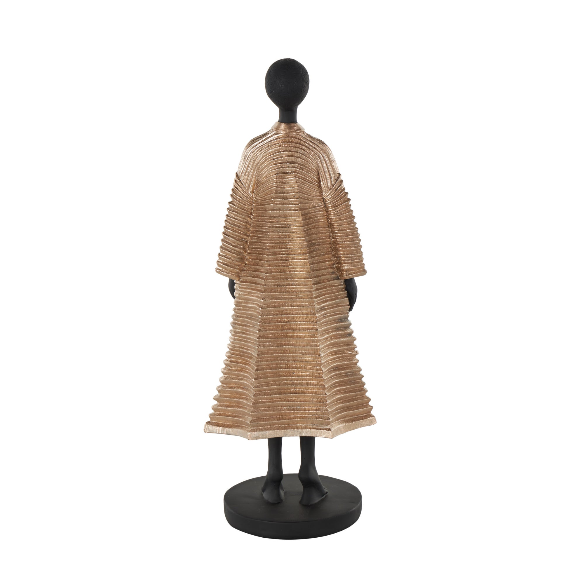 Woman Black Polyresin Decorative Sculpture with Ivory Attire