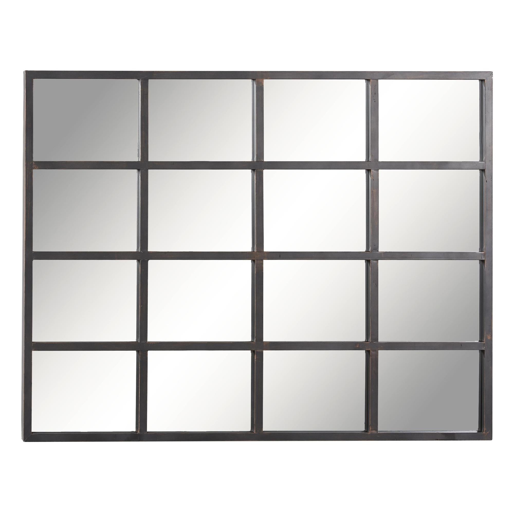 Black Metal Window Pane Inspired Room Wall Mirror