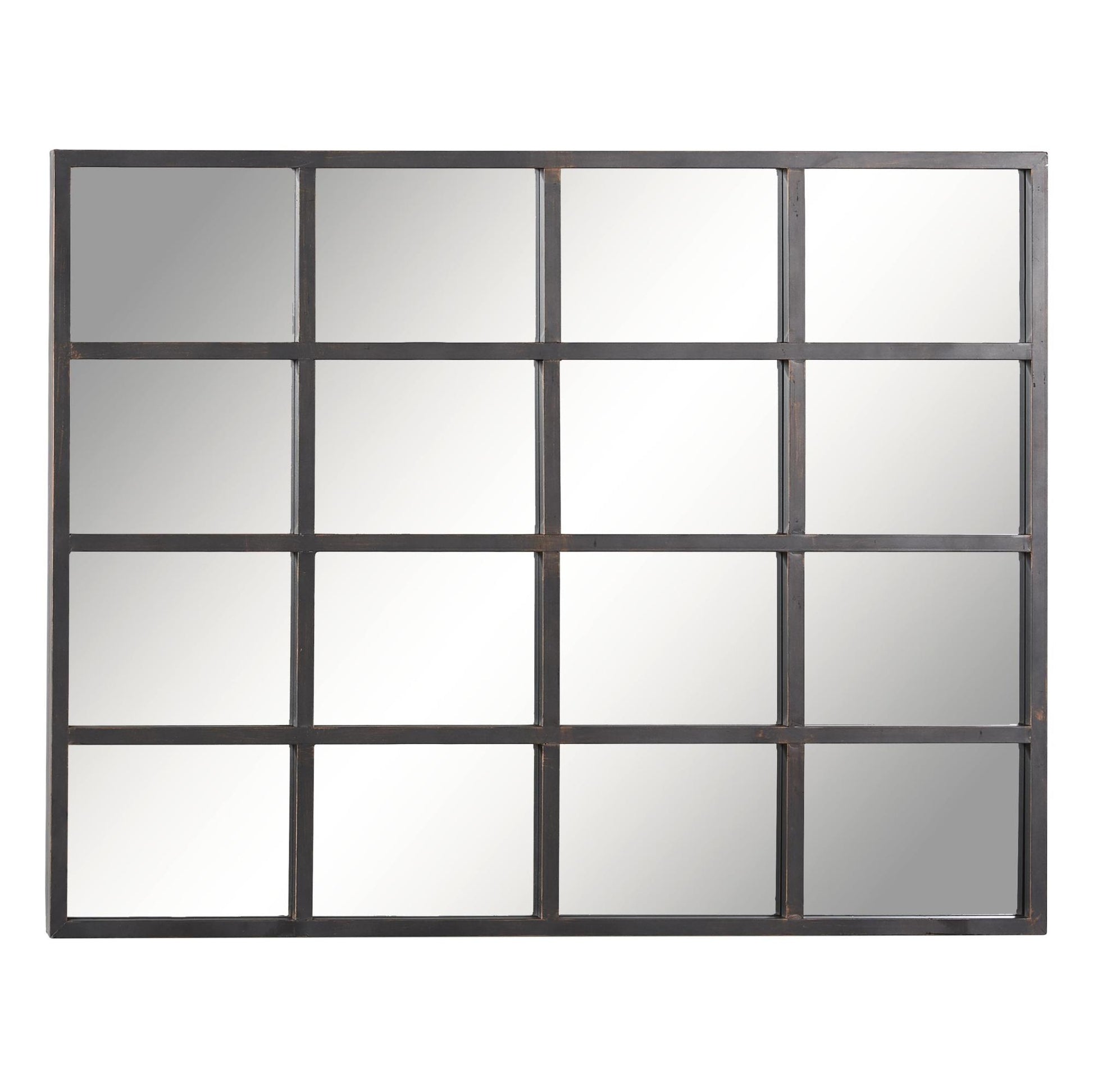 Black Metal Window Pane Inspired Room Wall Mirror