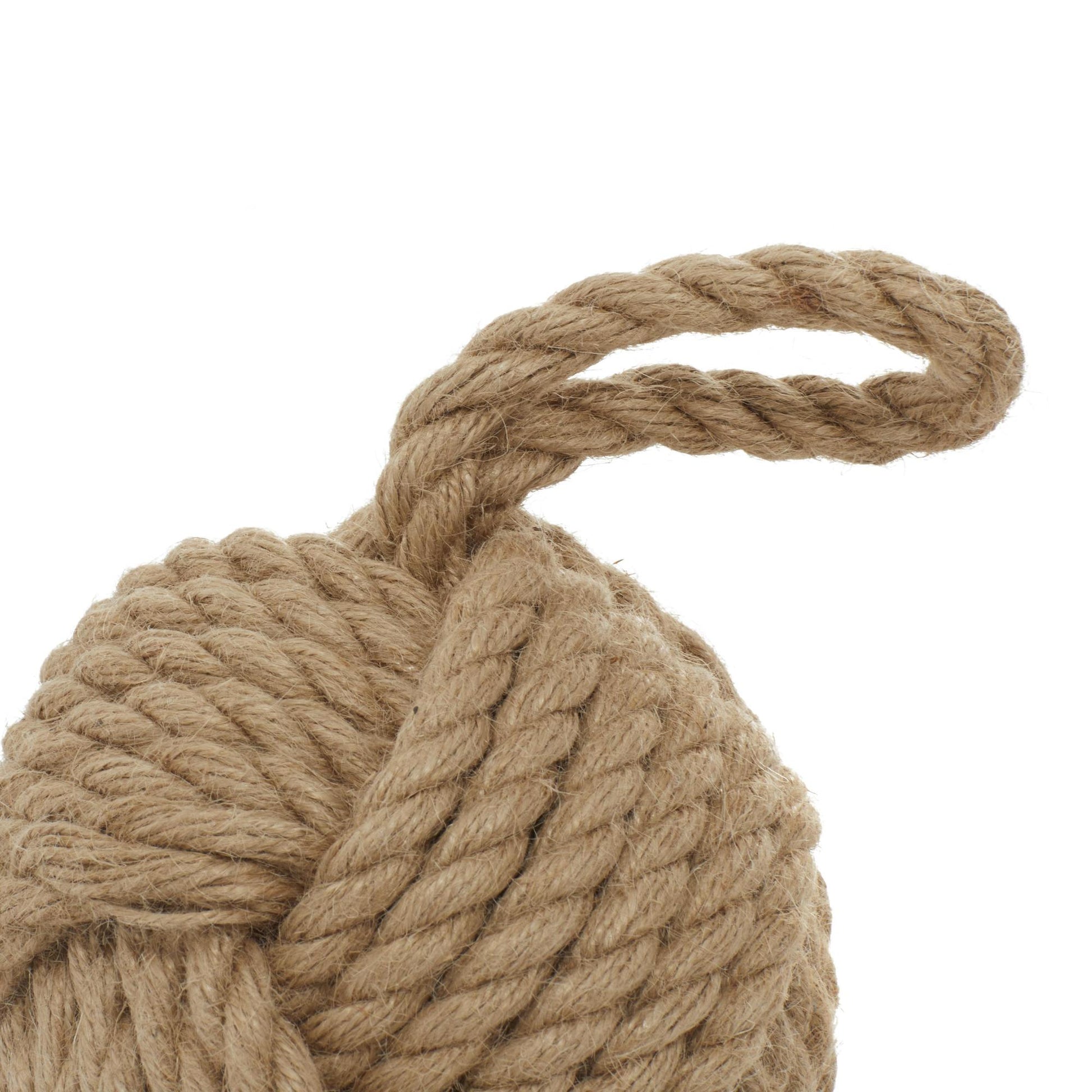 Set of 2 Knot Brown Jute Rope Cream Woven Decorative Sculpture with Hanging Loop
