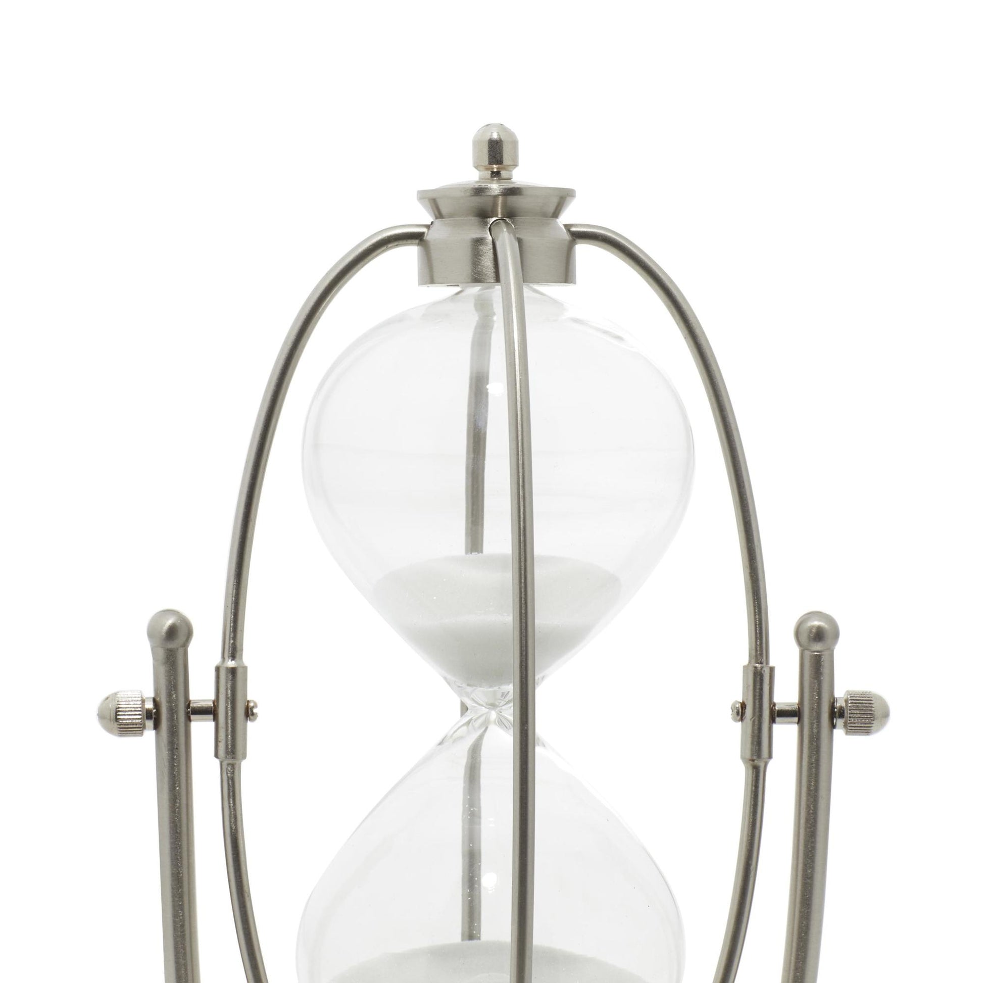 Silver Glass Hourglass Timer with Acrylic Base