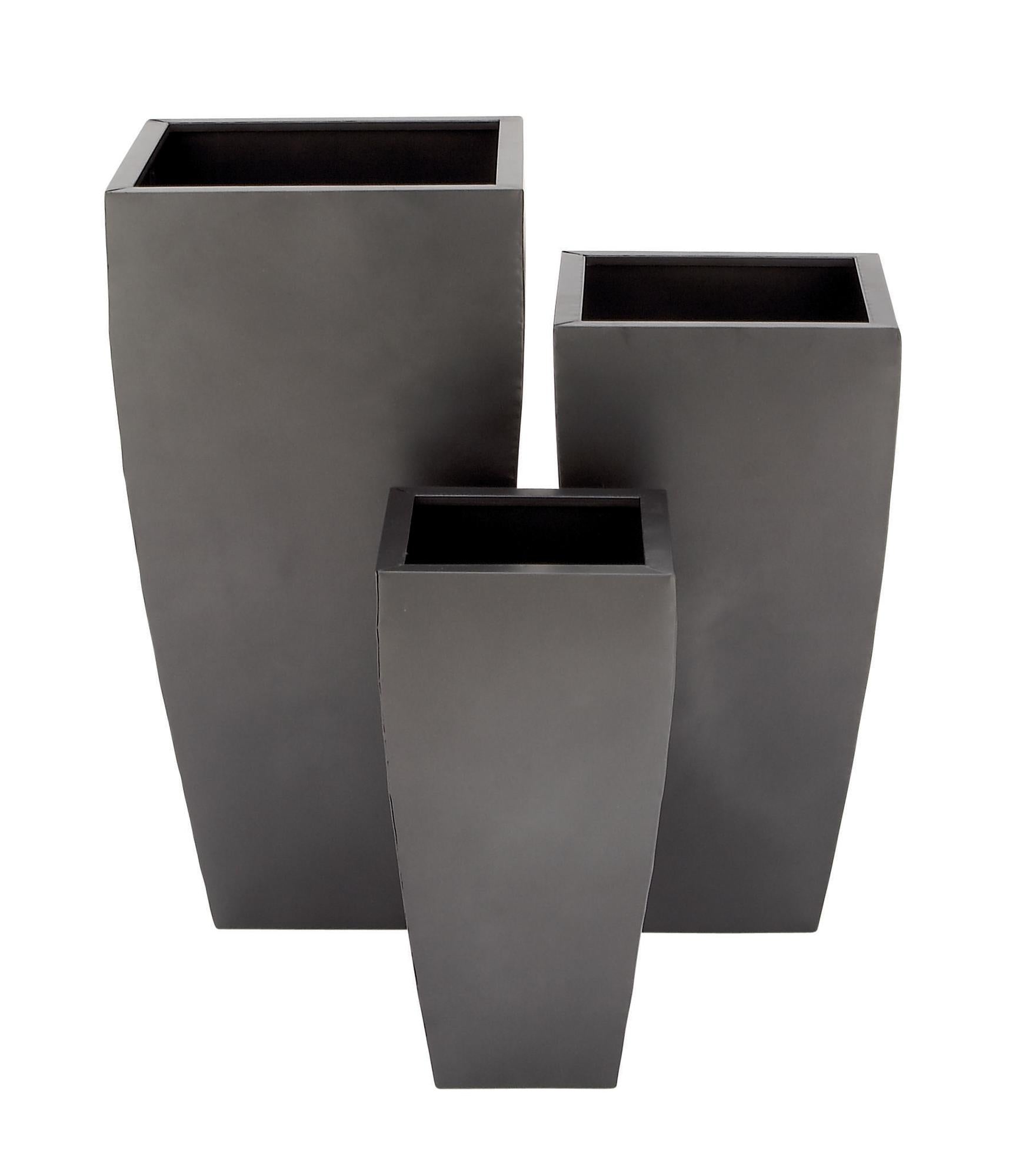 Set of 3 Metal Light Weight Indoor Outdoor Planter with Tapered Base
