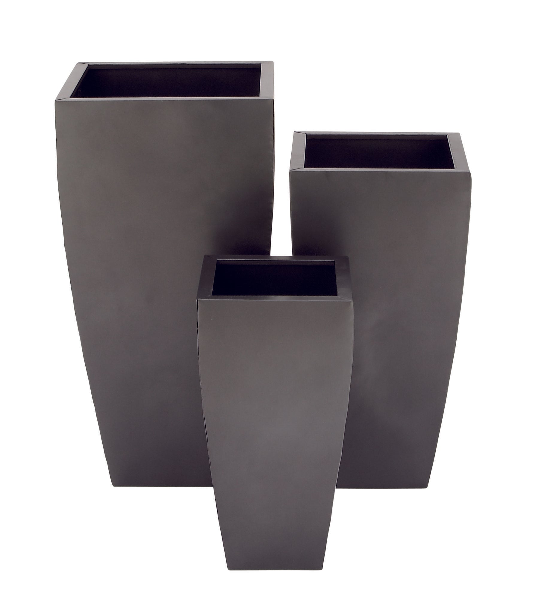 Set of 3 Metal Light Weight Indoor Outdoor Planter with Tapered Base