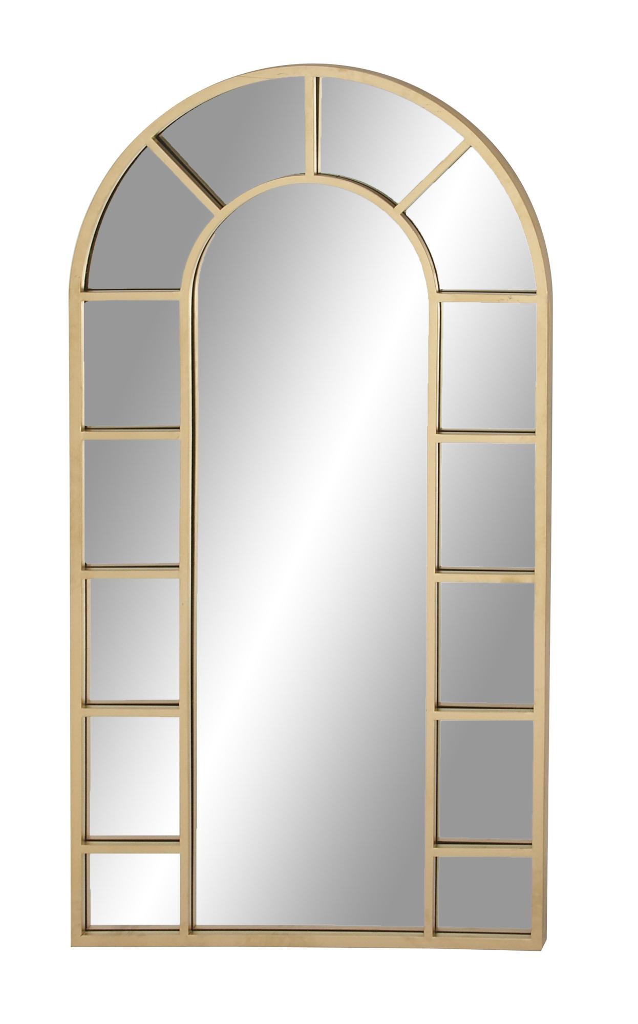 Metal Window Pane Inspired Room Wall Mirror with Arched Top 32" x 1" x 60"