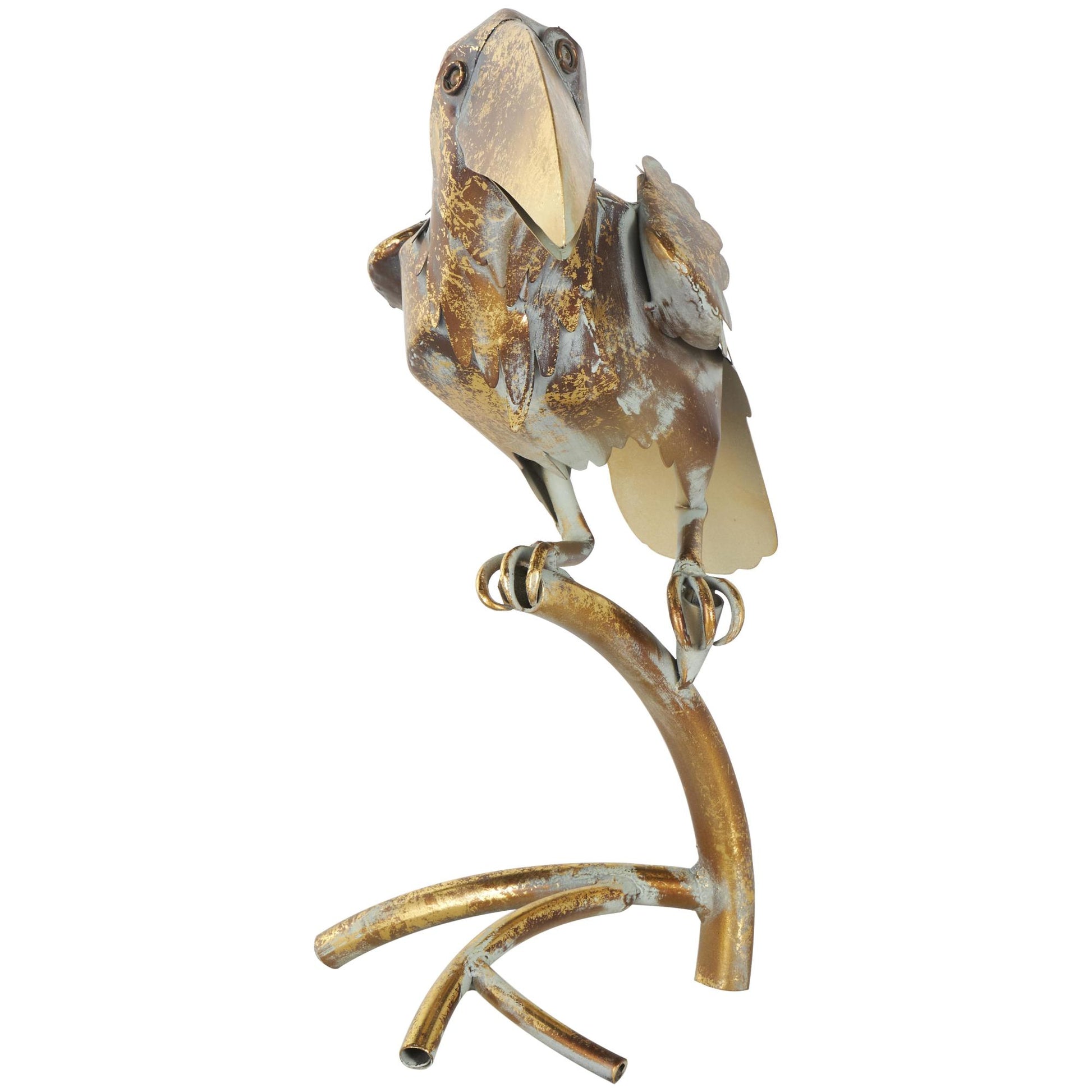 Parrot Bronze Metal Patina Decorative Garden Sculpture with Branch Stand