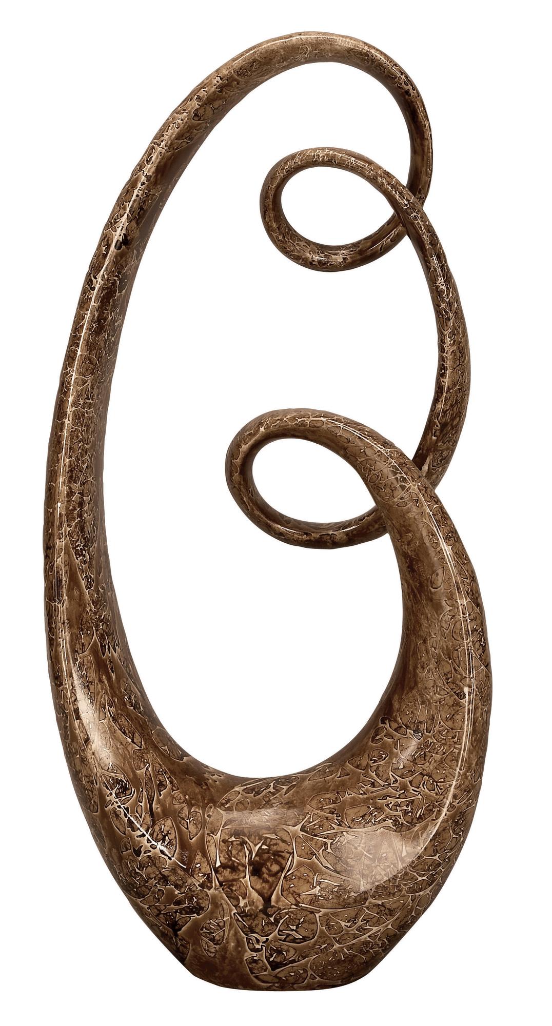 Abstract Brown Polystone Tall Textured Swirl Decorative Sculpture
