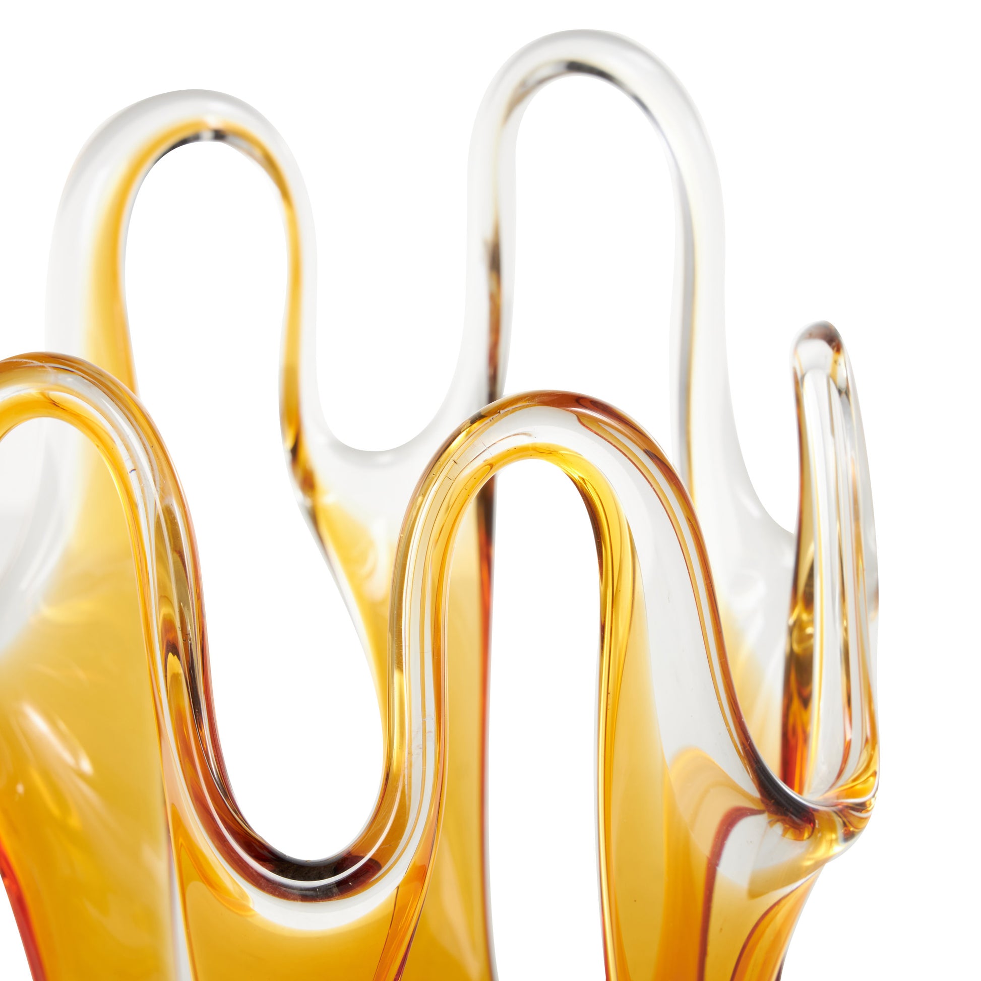 Abstract Glass Ombre Decorative Vase with Wavy Oval Cutouts