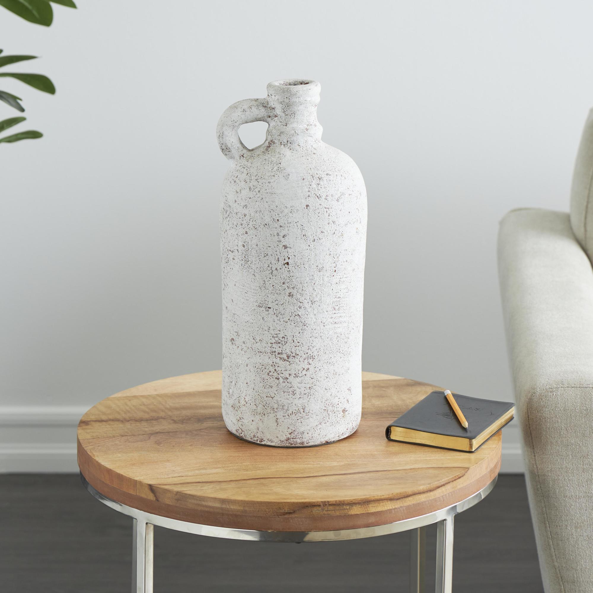 Cream Ceramic Antique Style Textured Decorative Vase