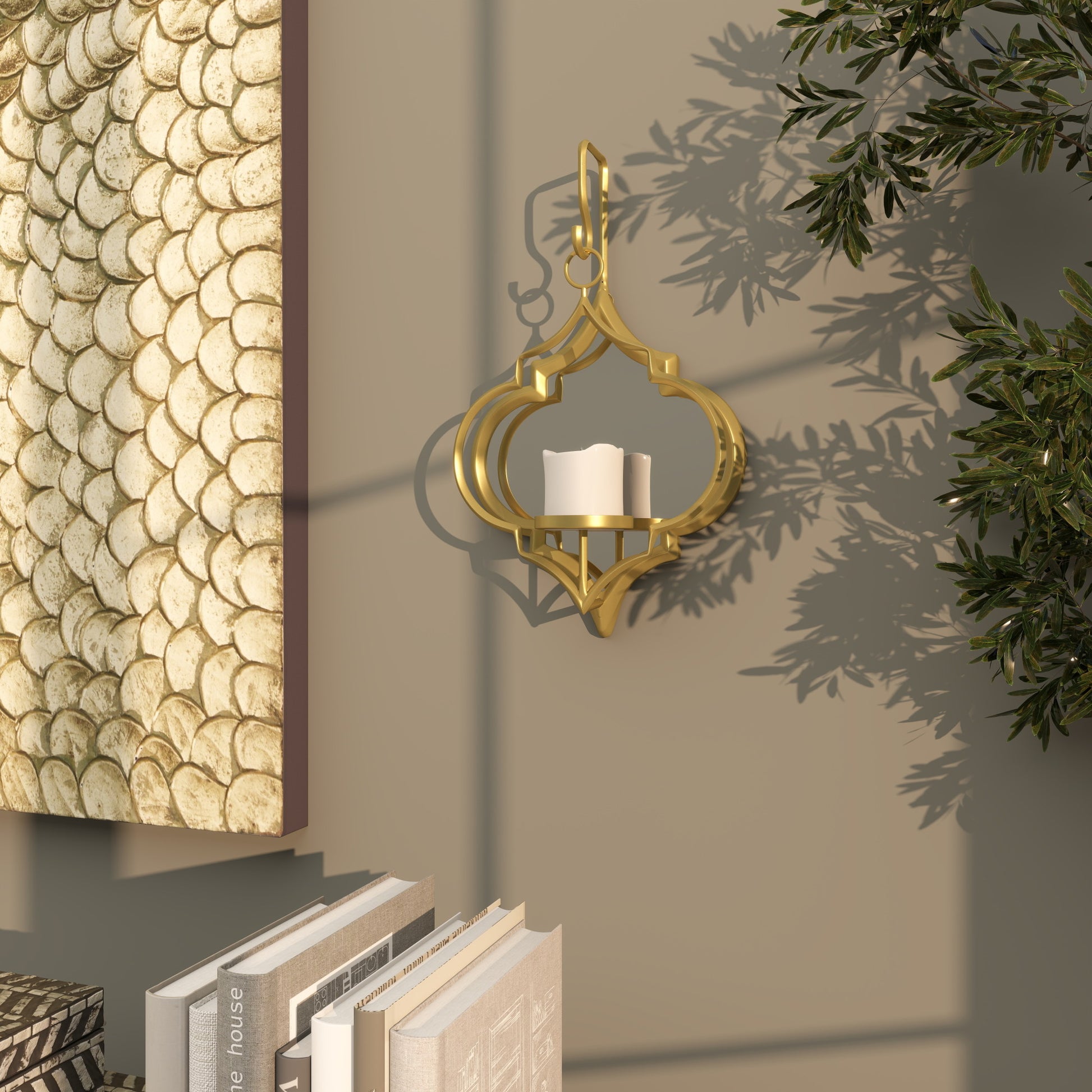 CosmoLiving by Cosmopolitan Geometric Metal Wall Hanging Pillar Indoor Outdoor Wall Sconce