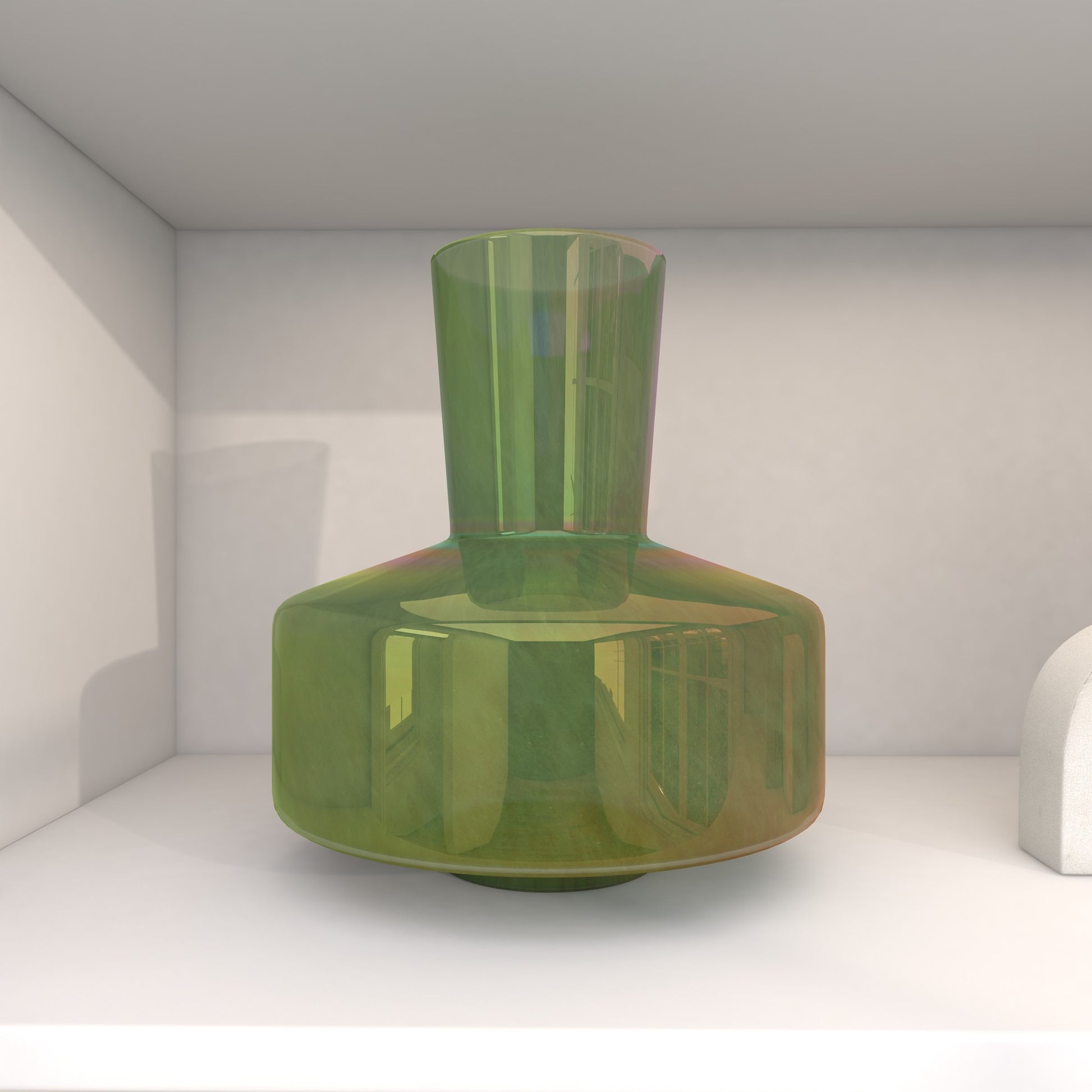 Geometric Green Glass Decorative Vase