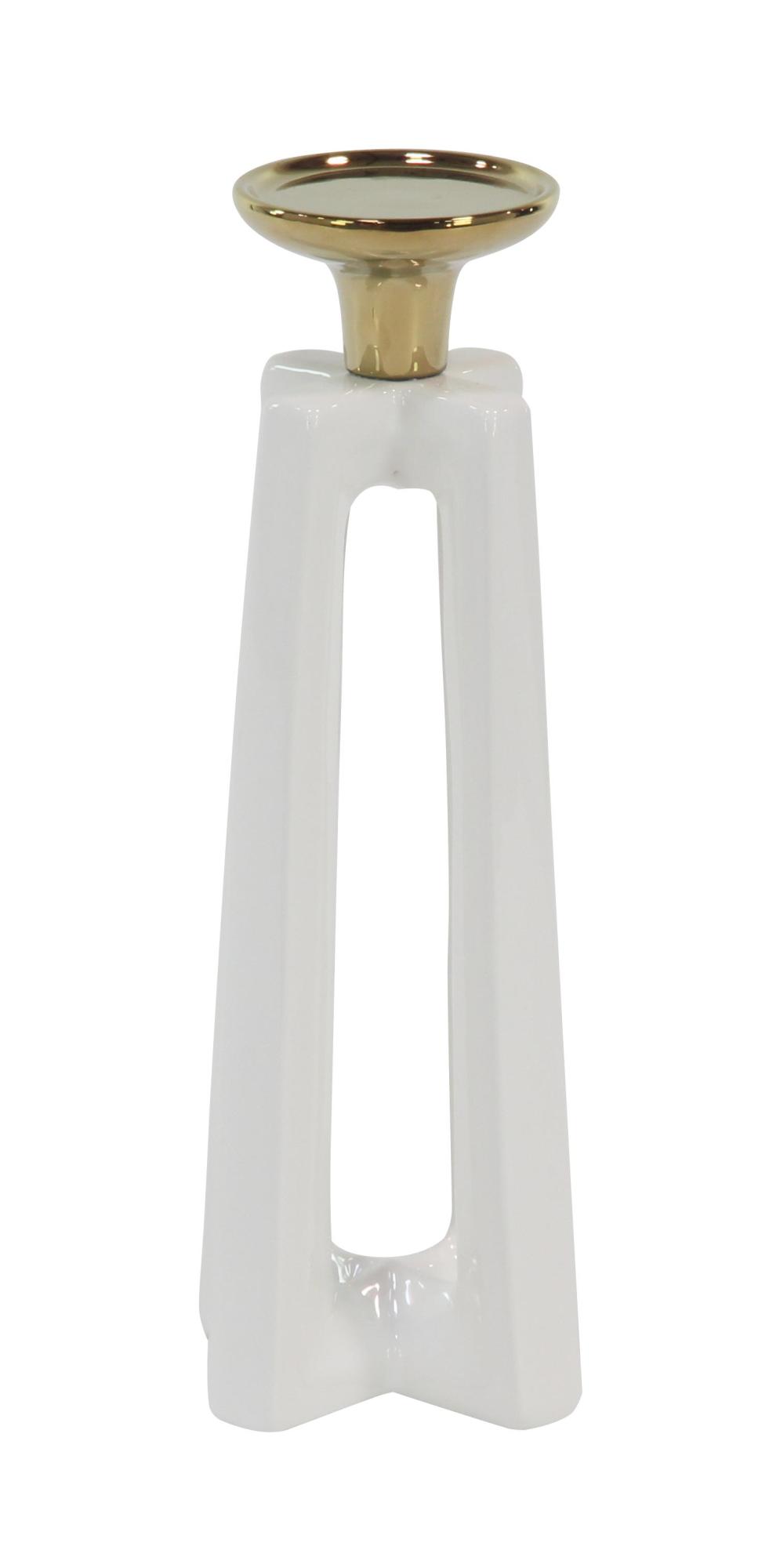 CosmoLiving by Cosmopolitan Set of 2 White Ceramic Decorative Candle Holder