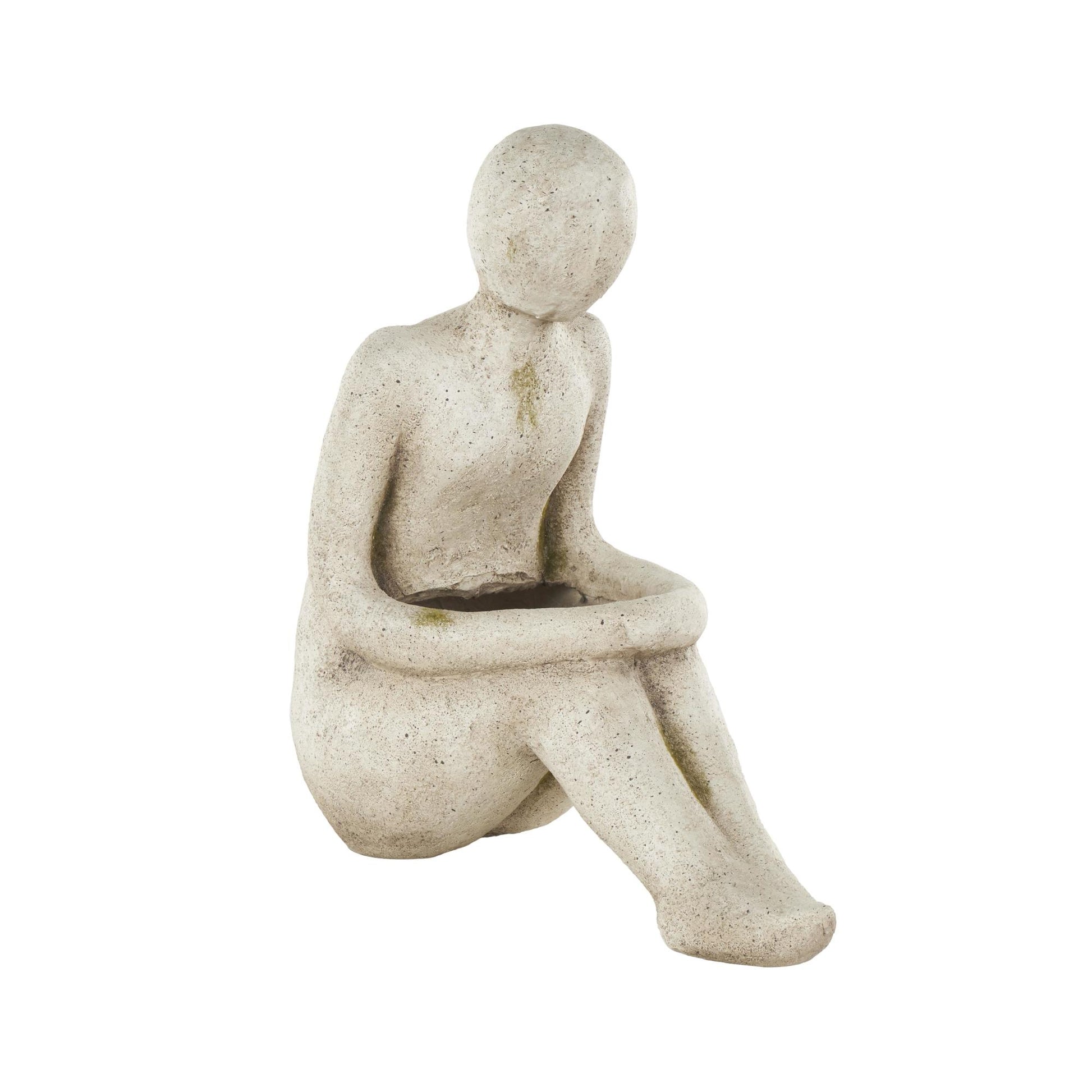 People Cream Polystone Sitting Indoor Outdoor Planter