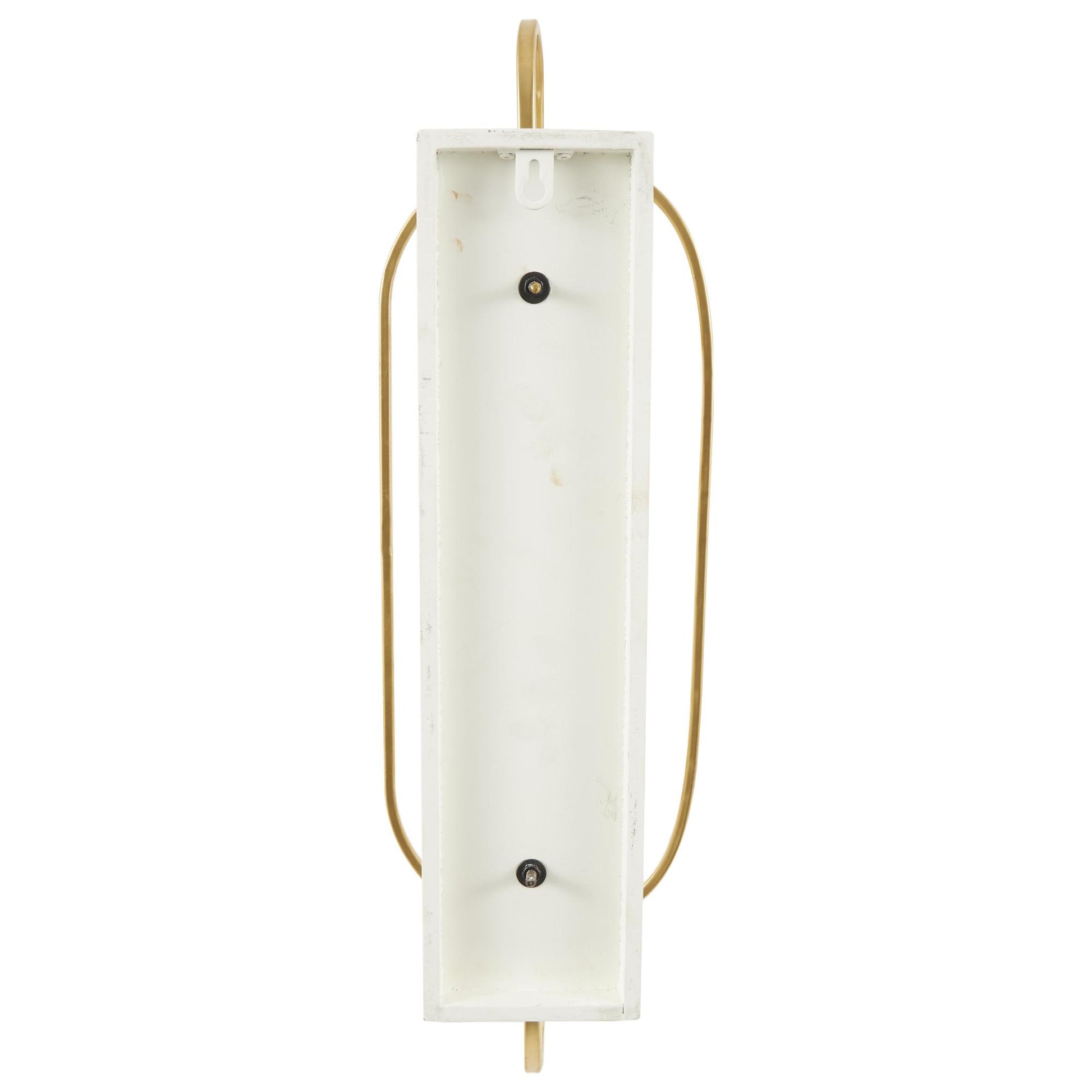 Gold Metal Oval Indoor Outdoor Wall Sconce with White Wood Backing
