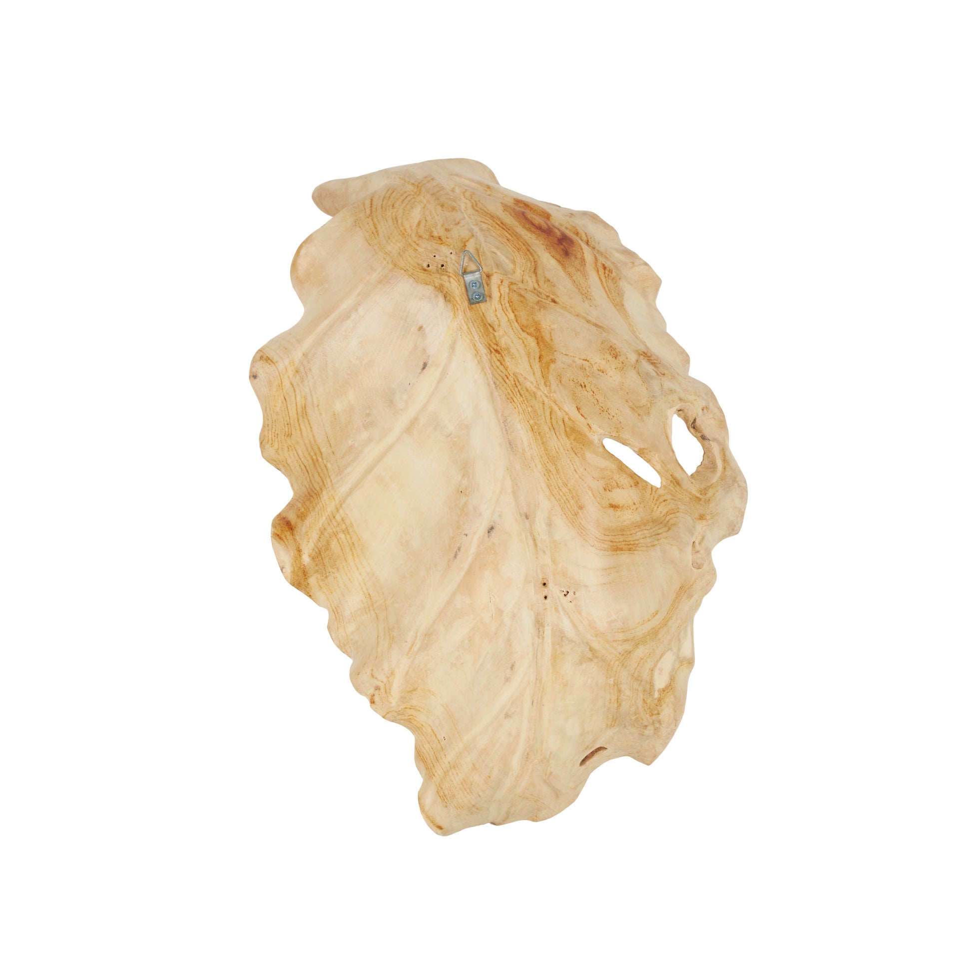 Leaf Light Brown Teak Wood Handmade Carved Living Room Decor Tray