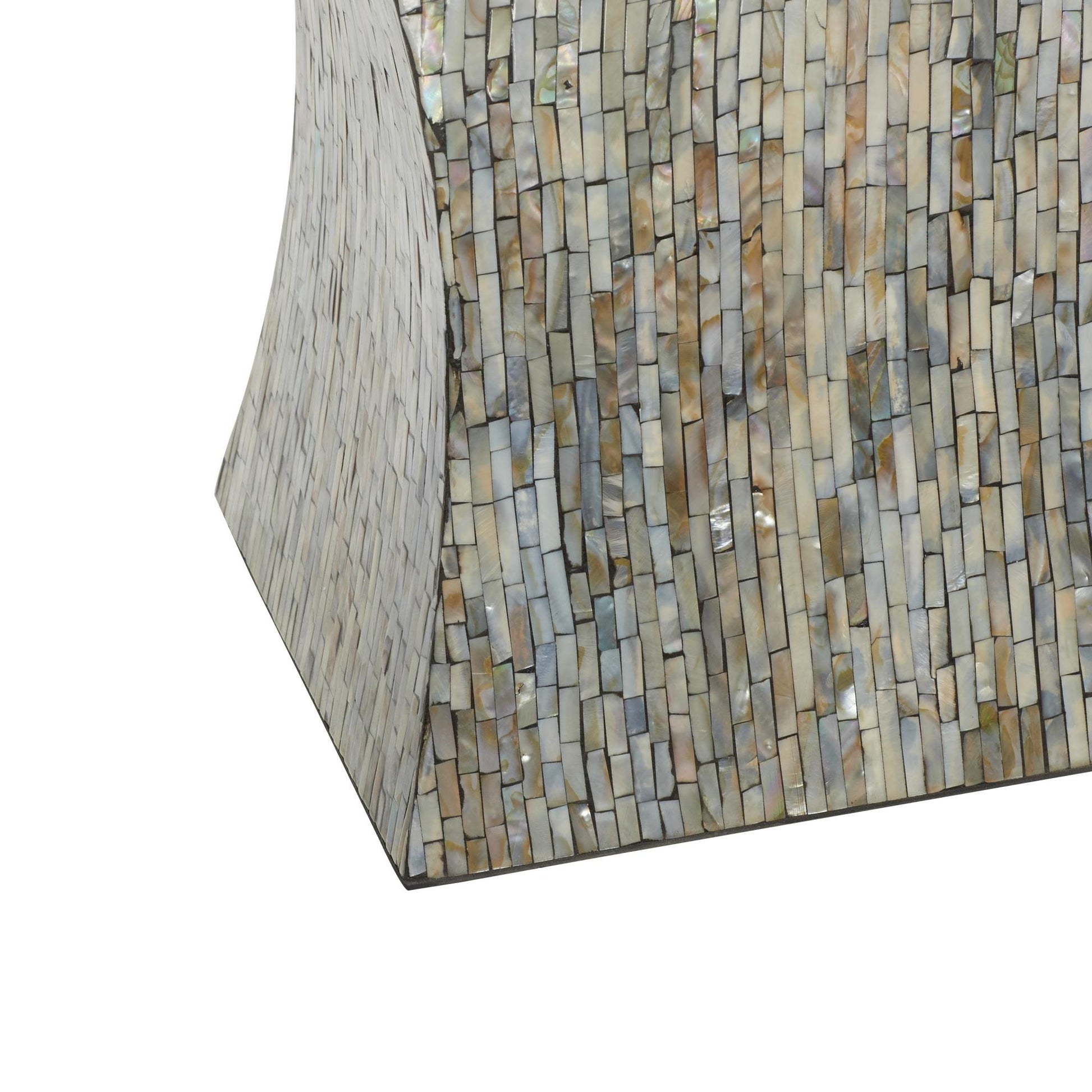 Gray Mother of Pearl Shell Handmade Hourglass Shaped Side End Accent Table